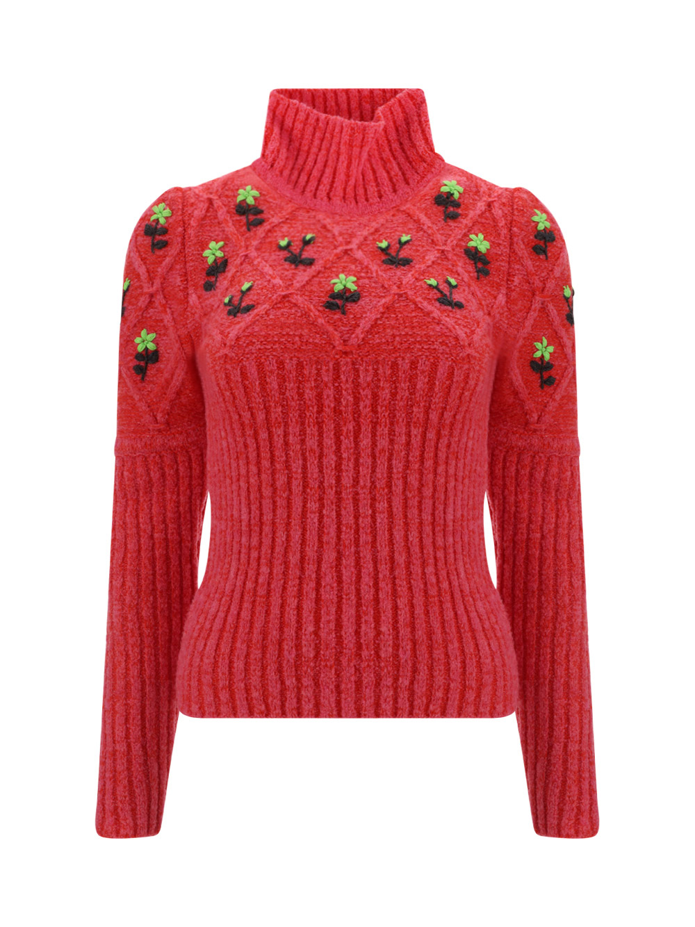 Cormio Ribbed Knit Jersey With Floral Embroidery In White