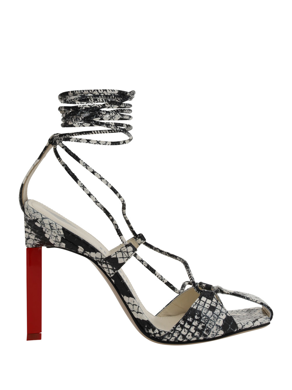 Attico Adele Snakeskin-print Sandals In White/red