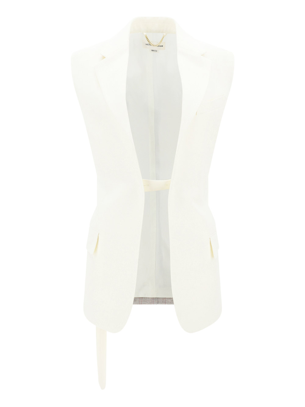 Victoria Beckham Two-material Vest In Off Whi/bl Op/par R