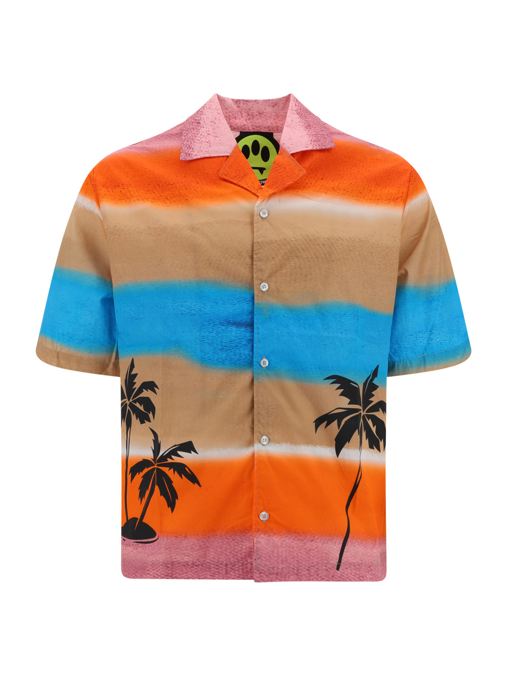 Barrow Multicoloured Bowling Shirt With Logo And Palm Trees In Orange