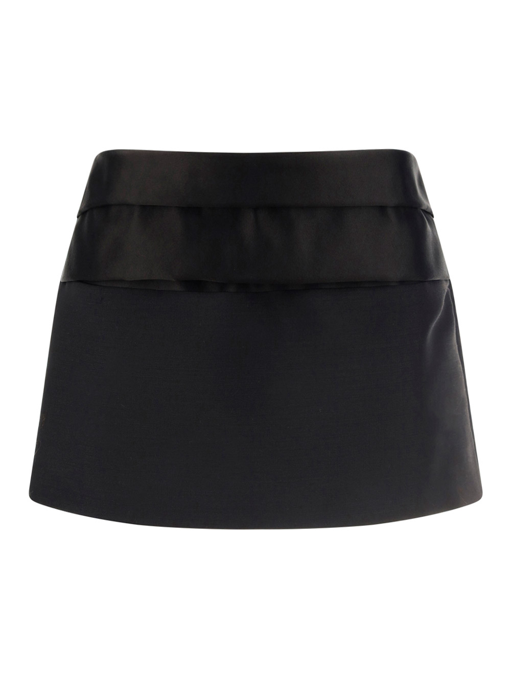 Prada Kid Mohair And Satin Miniskirt In Black