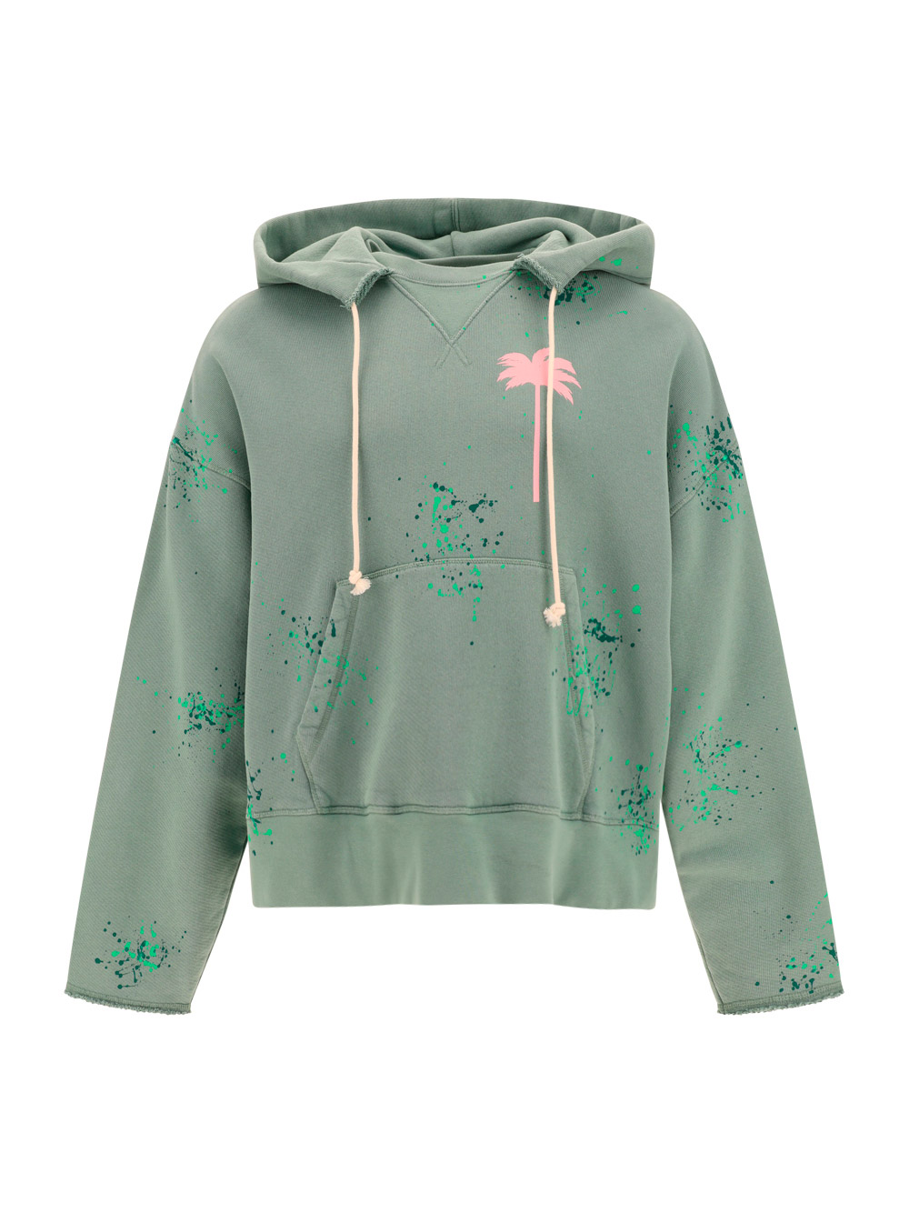 Palm Angels Palm-tree-print Hoodie In Green | ModeSens