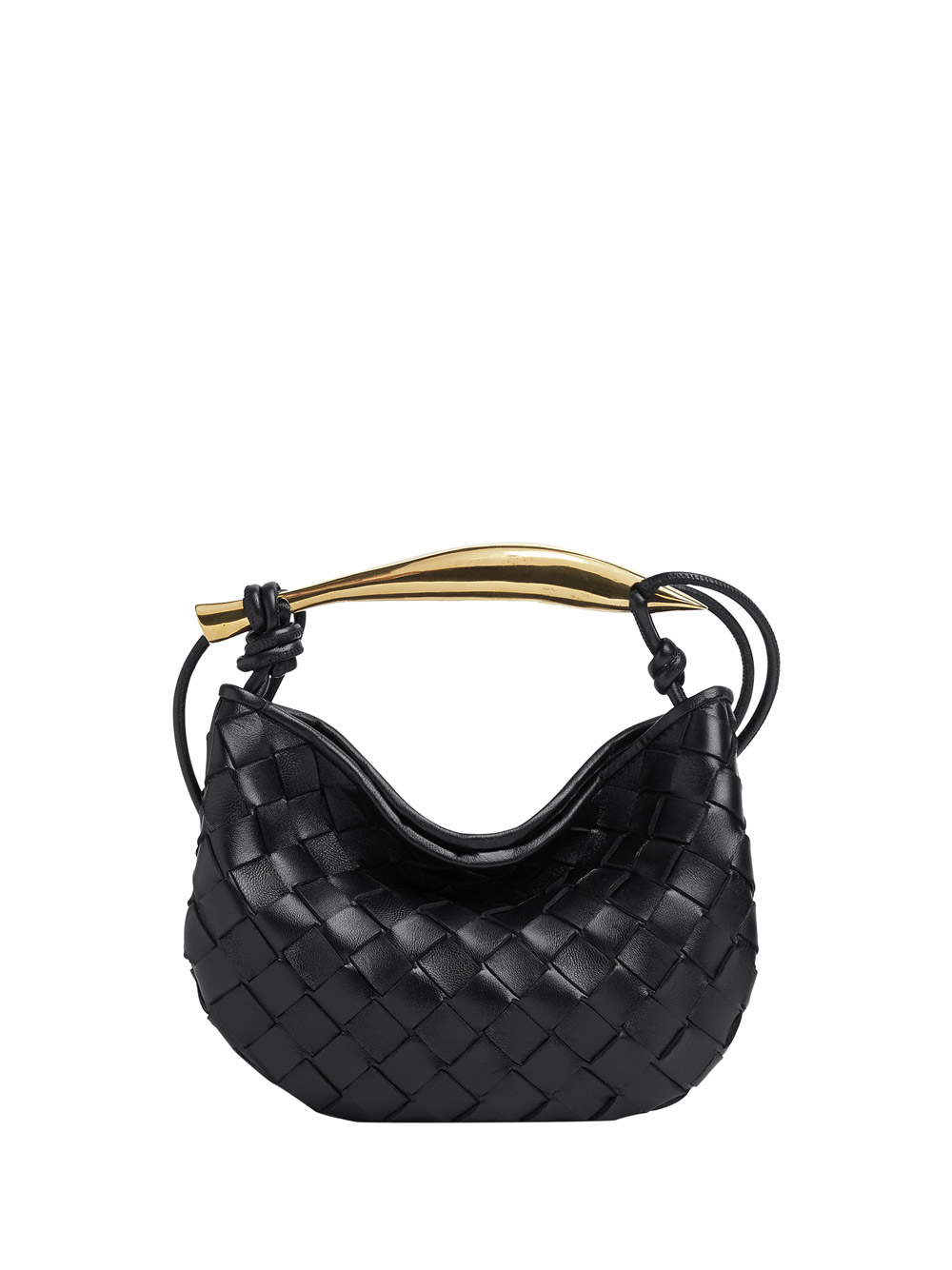 Bottega Veneta Mini Sardine Handbag In Black/brass