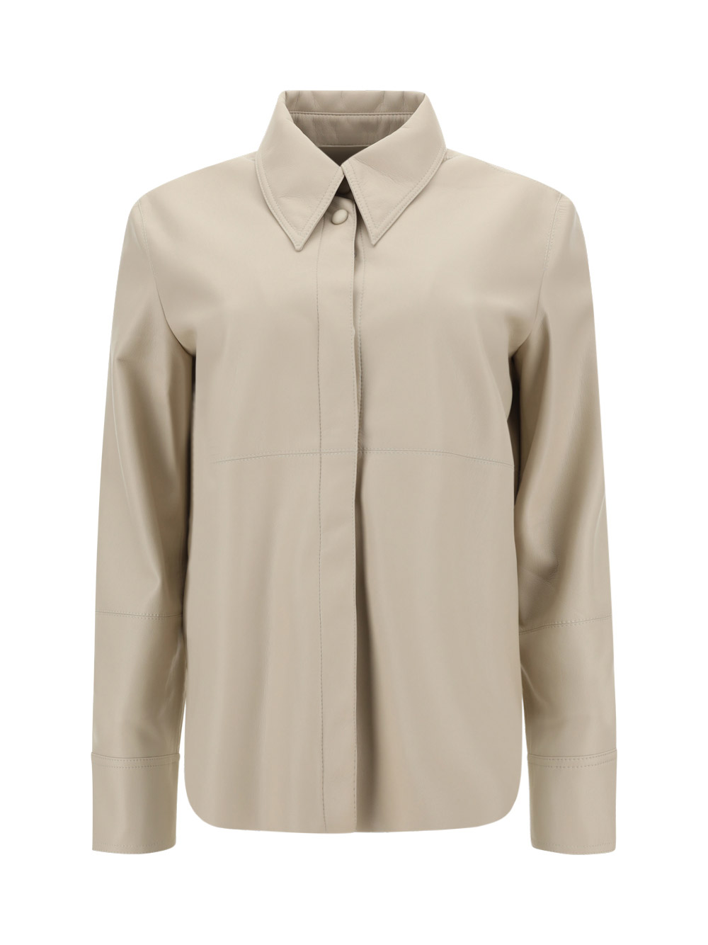 Nanushka Naum Vegan Leather Shirt In Creme