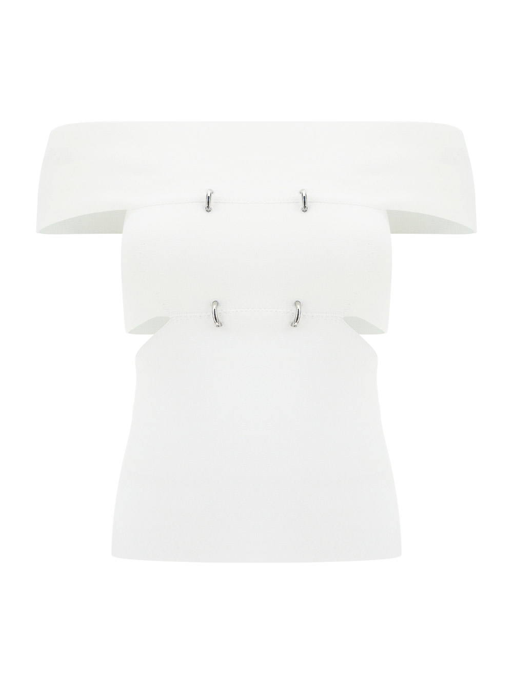 Alexander Mcqueen Top With Cut-out Details And Bare Shoulders In Optic White