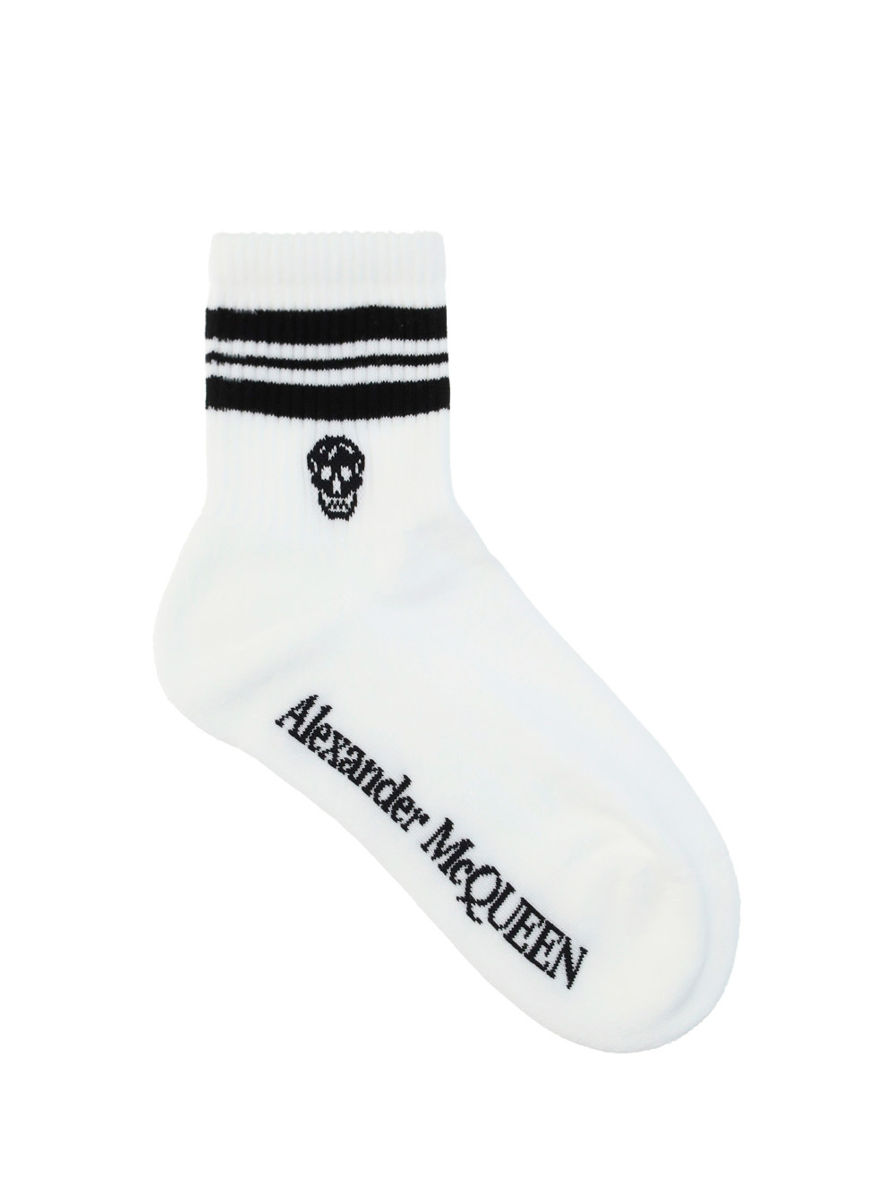Shop Alexander Mcqueen Skull Socks In White/black