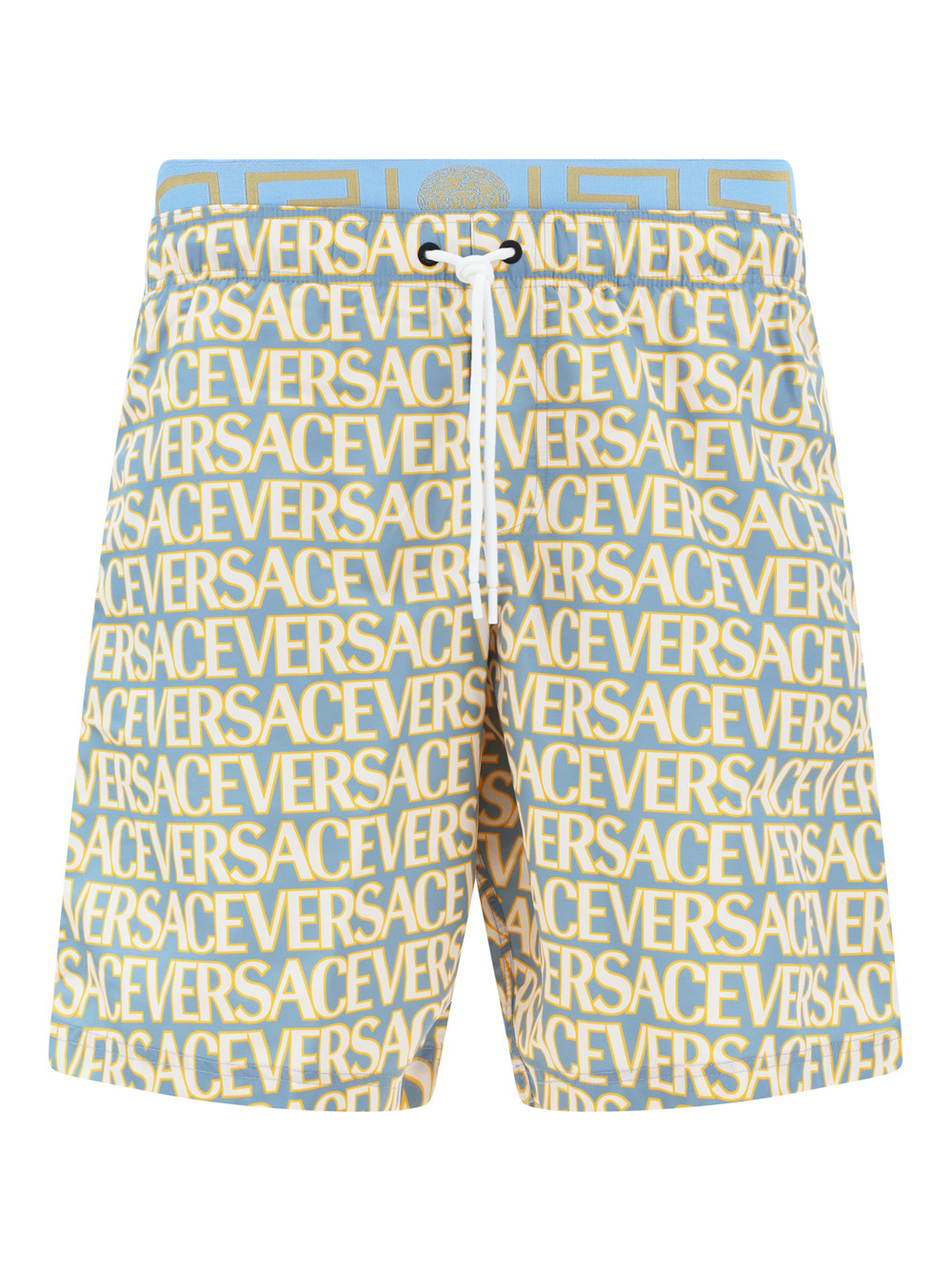 Versace Logo-print Swim Shorts In Azzurro+avorio
