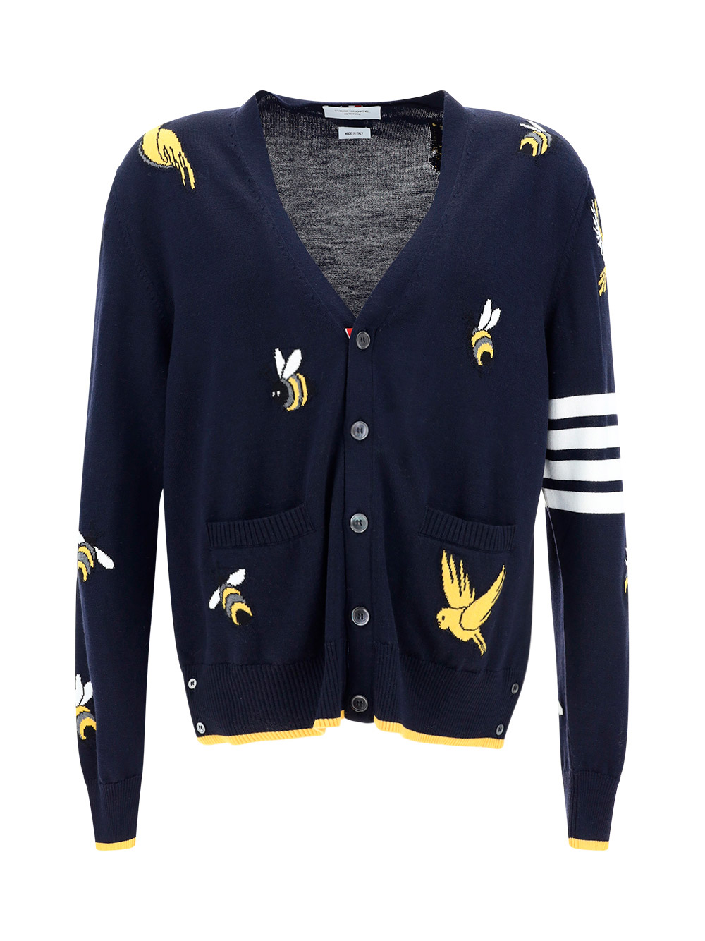 Thom Browne Birds And Bees Cardigan In Navy
