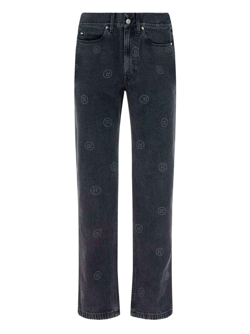 Shop Martine Rose Relaxed Fit Jeans In Black Wash With All Over R