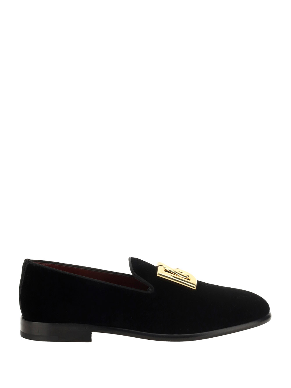 Dolce & Gabbana Black Velvet Cotton Logo Loafers Dress Shoes