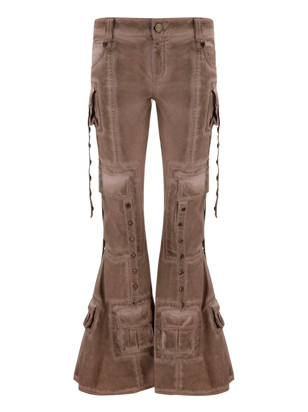 Blumarine Embellished Low-rise Flared Jeans In Coffee Liqueur