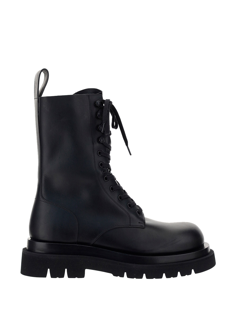 Bottega Veneta Lug Leather Combat Boots In Black