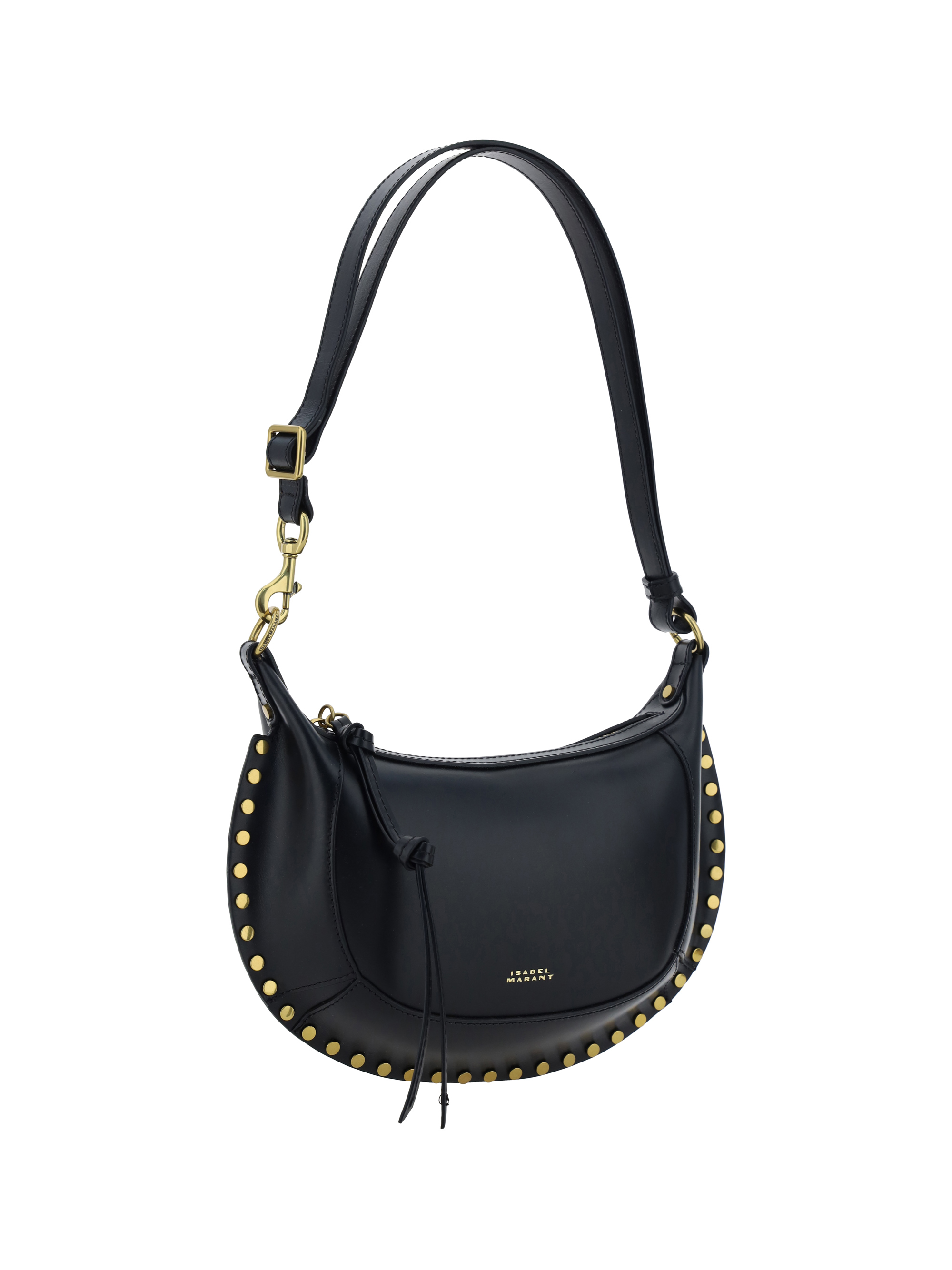 Isabel Marant Black Leather Oskan Moon Shoulder Bag