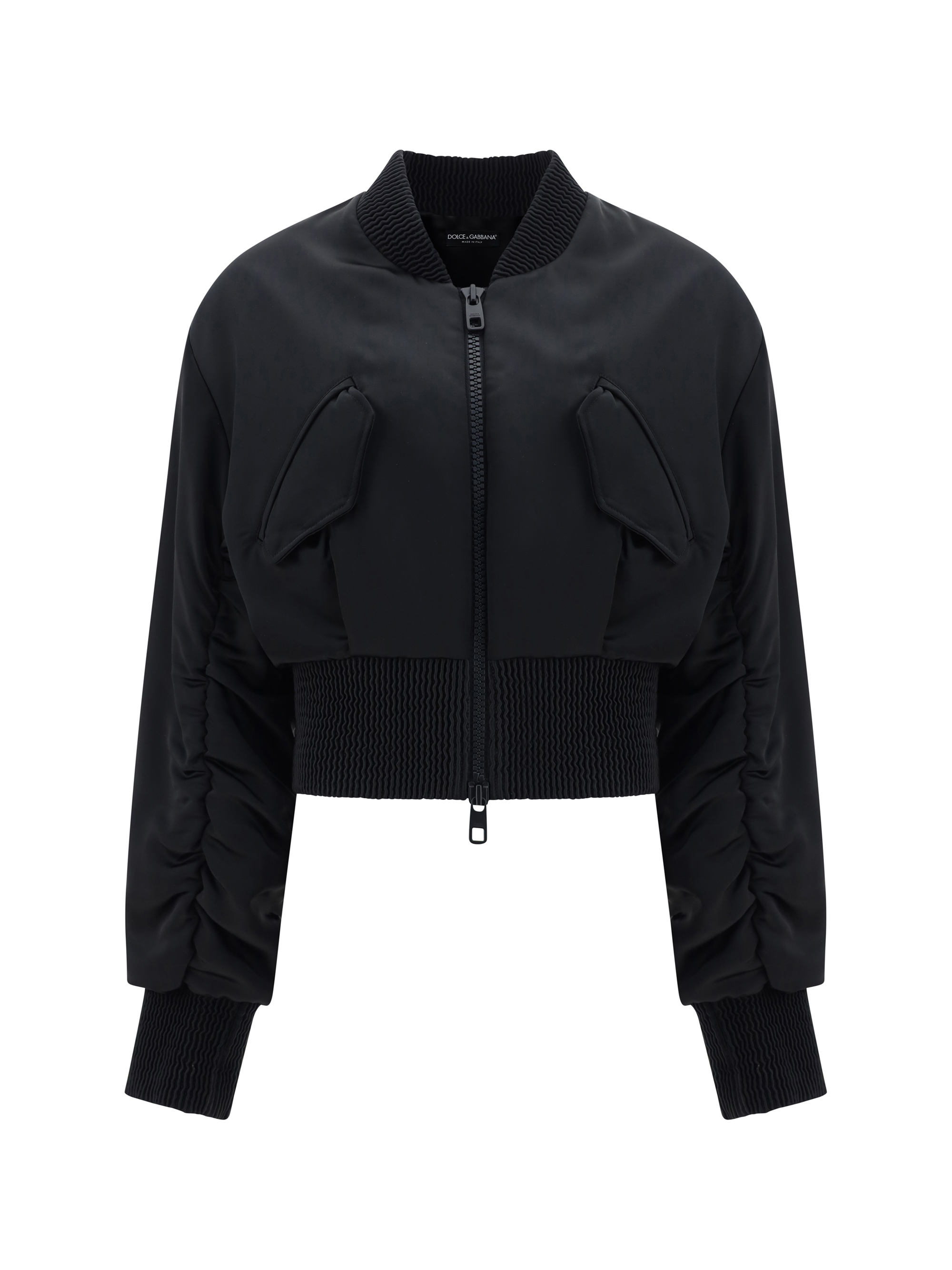 Dolce & Gabbana Women Short Duchesse Bomber Jacket In Black