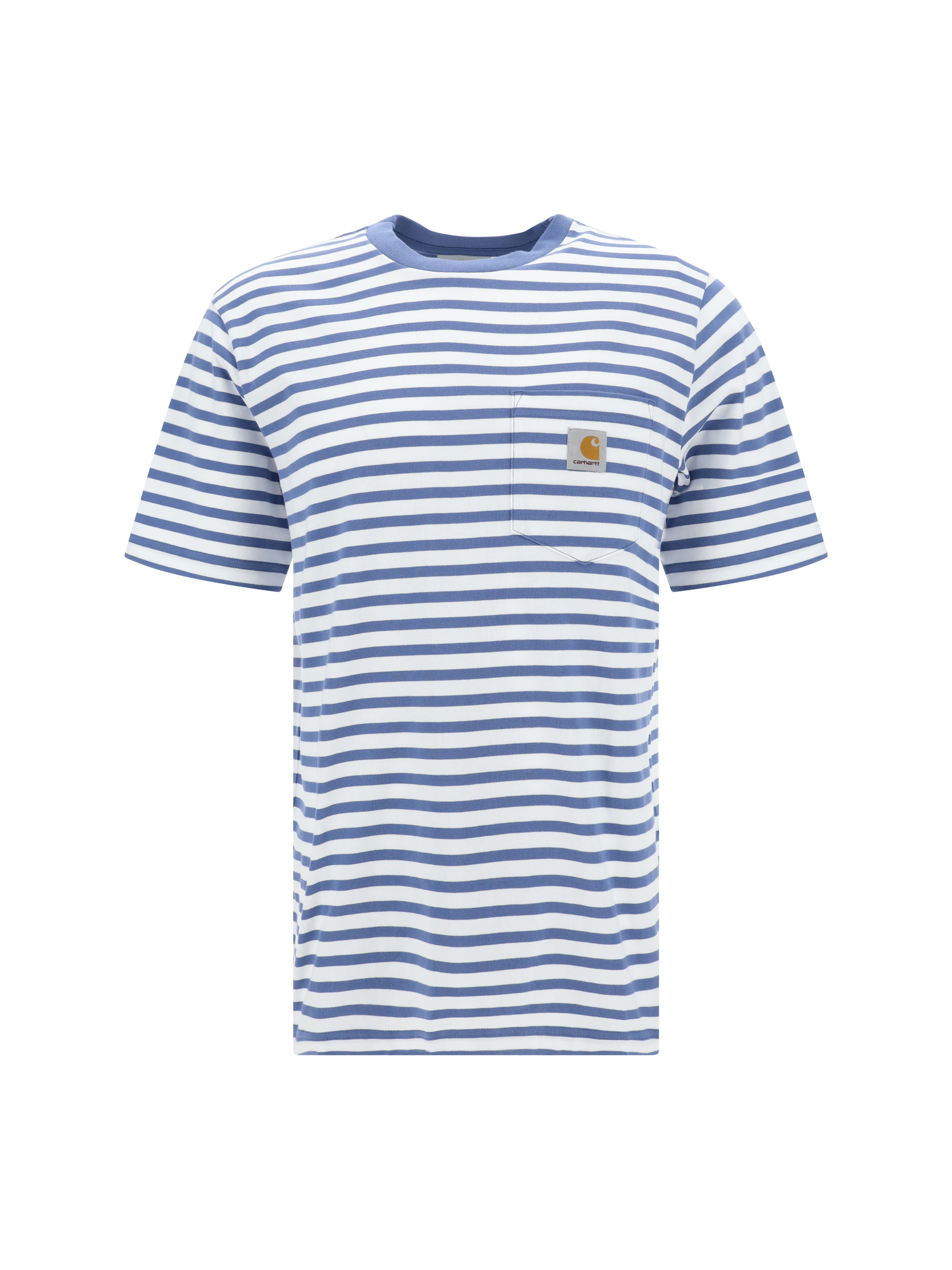 Carhartt T-shirt In Seidler Stripe, Sorrent / White