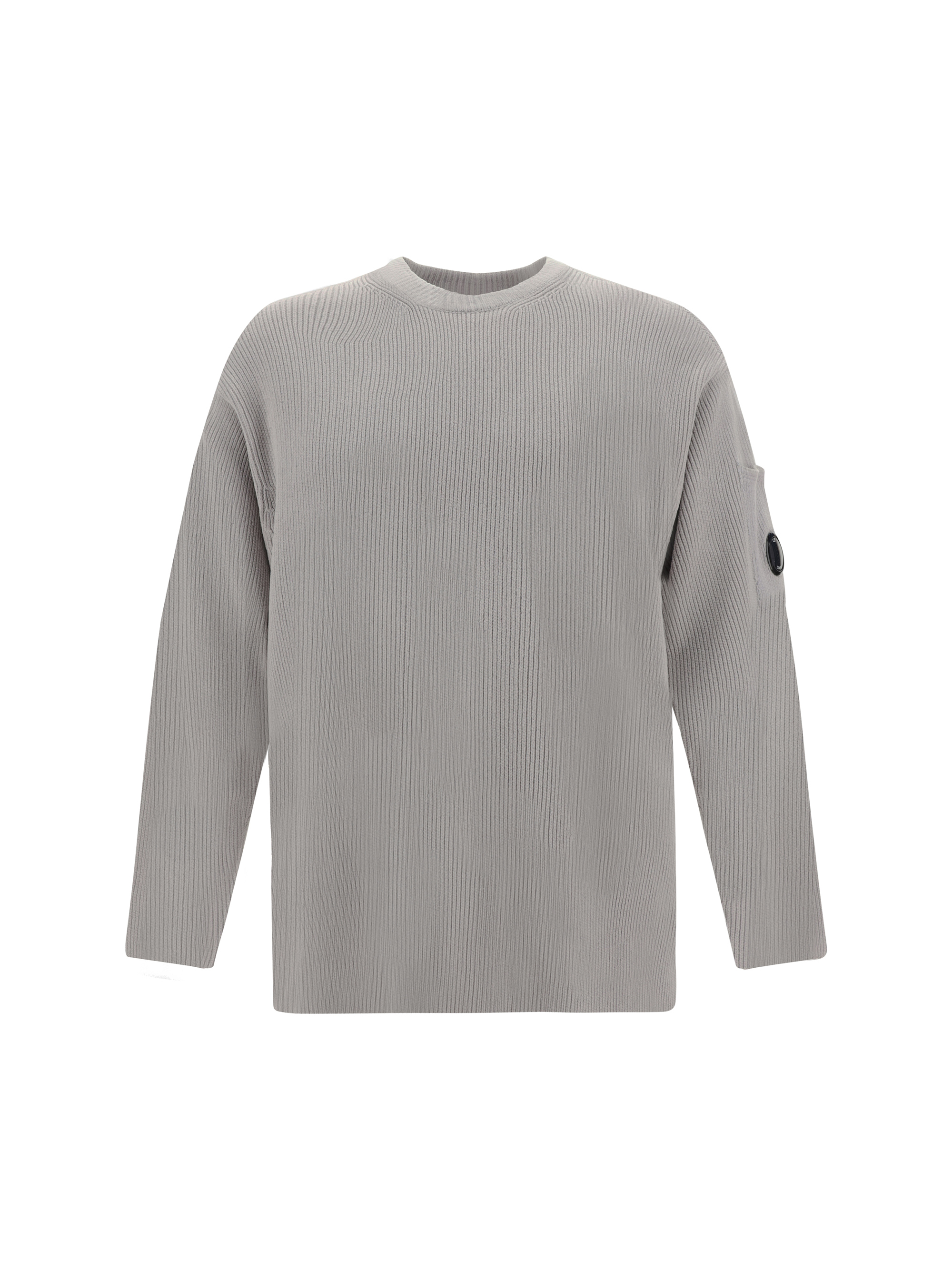 Shop C.p. Company Chenille Sweater In Drizzle Grey