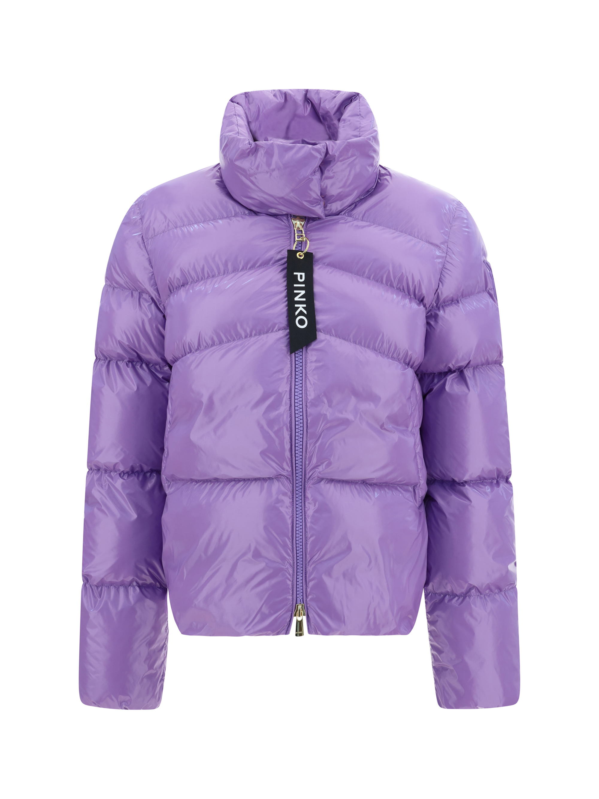 Pinko Quilted Zipped Puffer Jacket In Purple