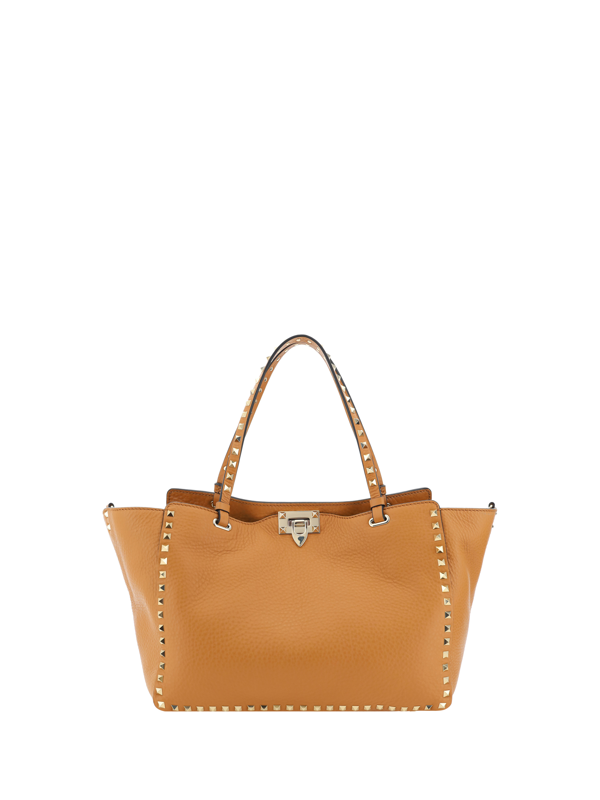 Shop Valentino Rockstud Medium Handbag In Almond Beige