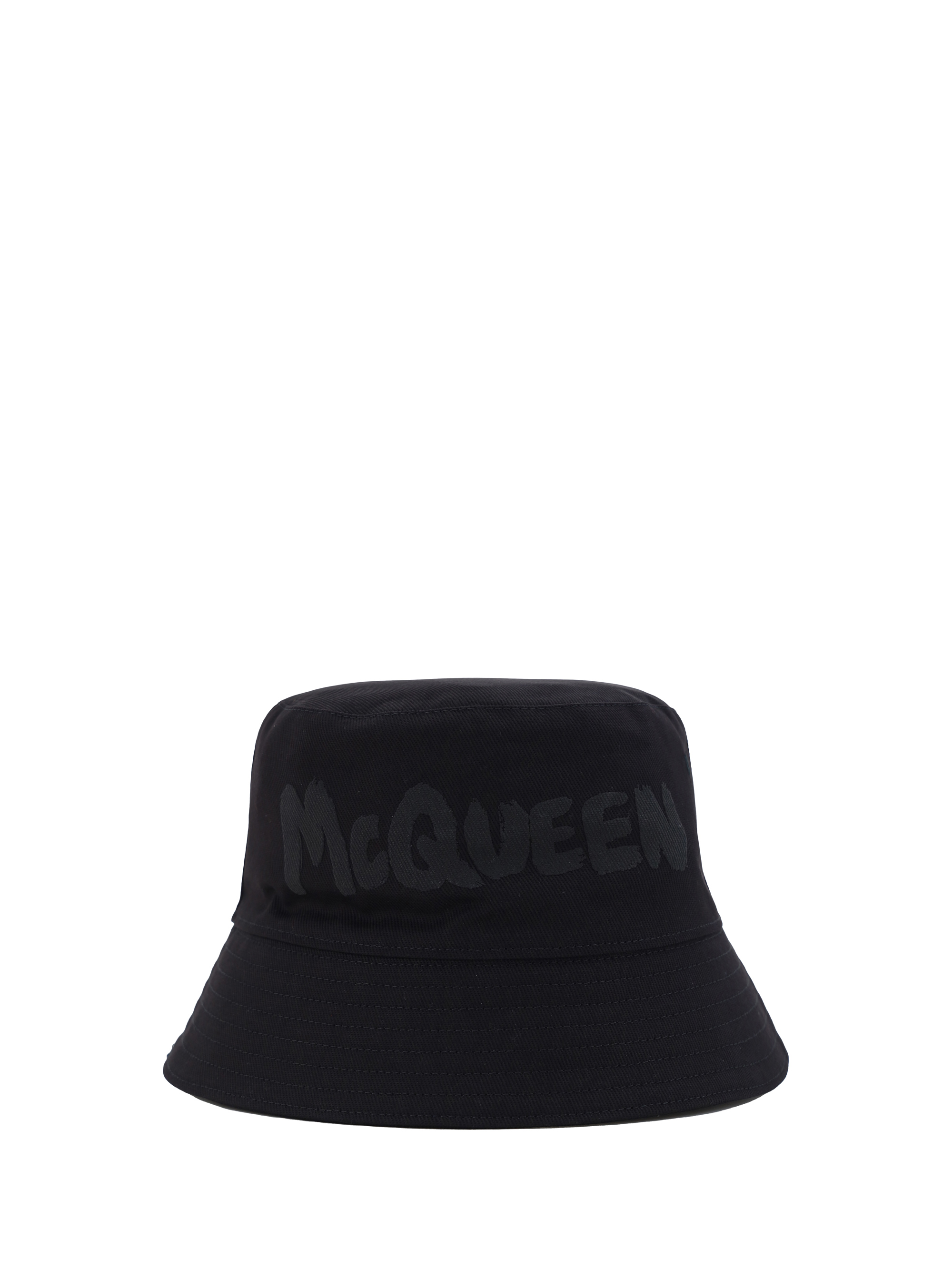 Shop Alexander Mcqueen Bucket Hat In Black/medium Grey