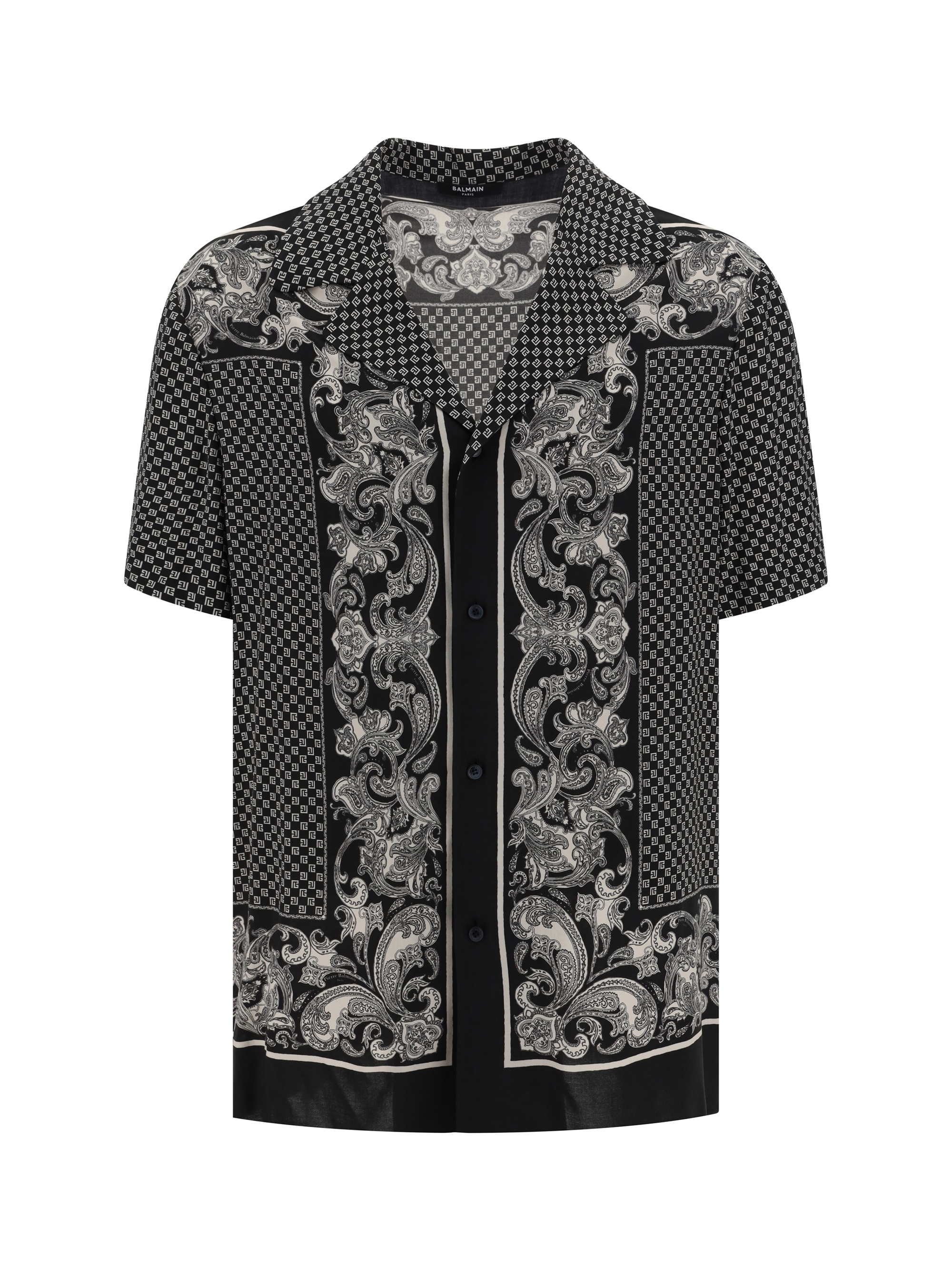 Shop Balmain Shirt In Edk Noir/ivoire