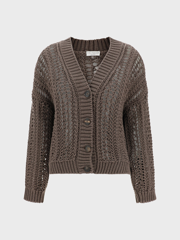 Cardigan in perforated knit