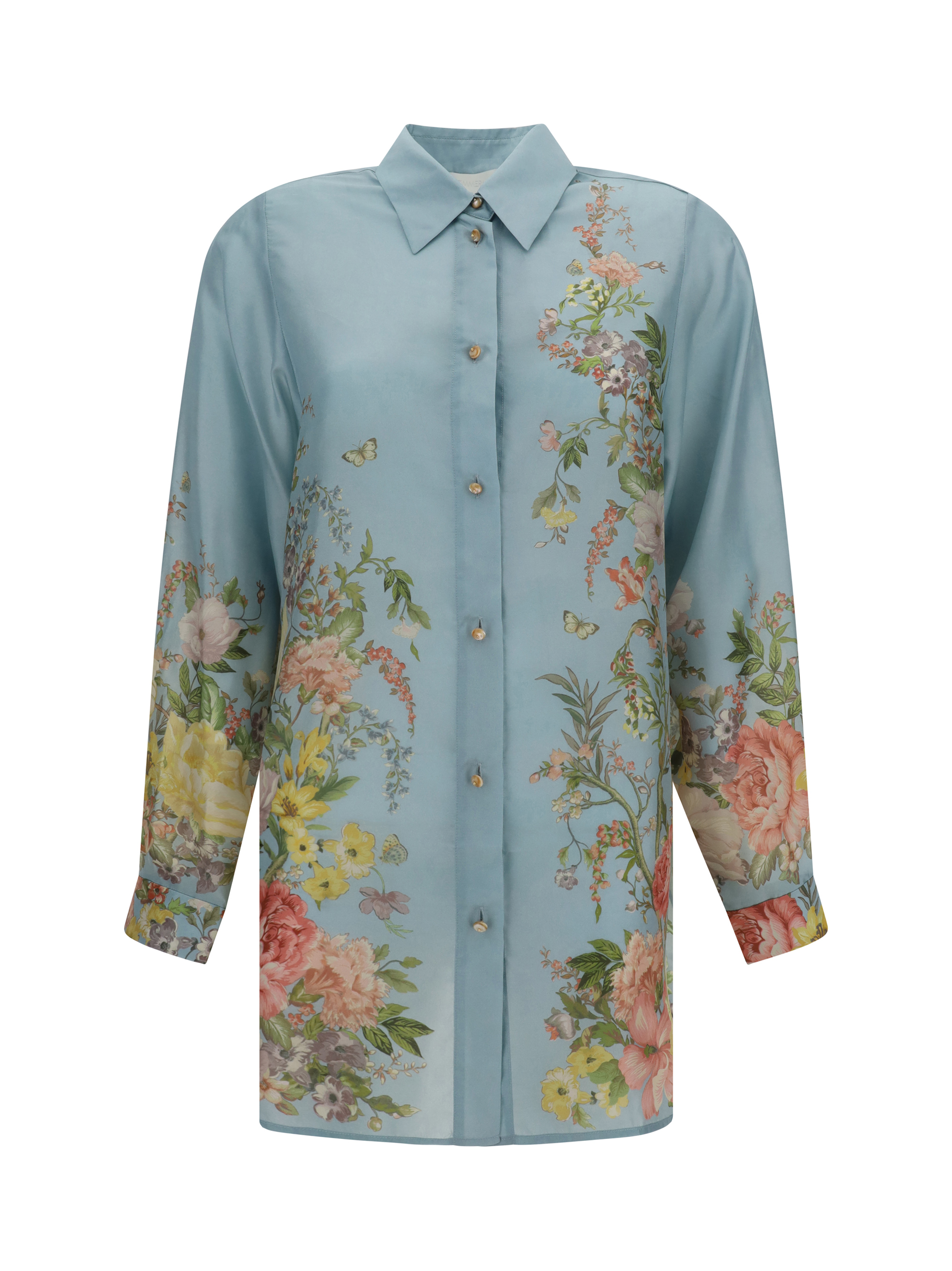 Shop Zimmermann Waverly Relaxed Shirt In Blue Floral