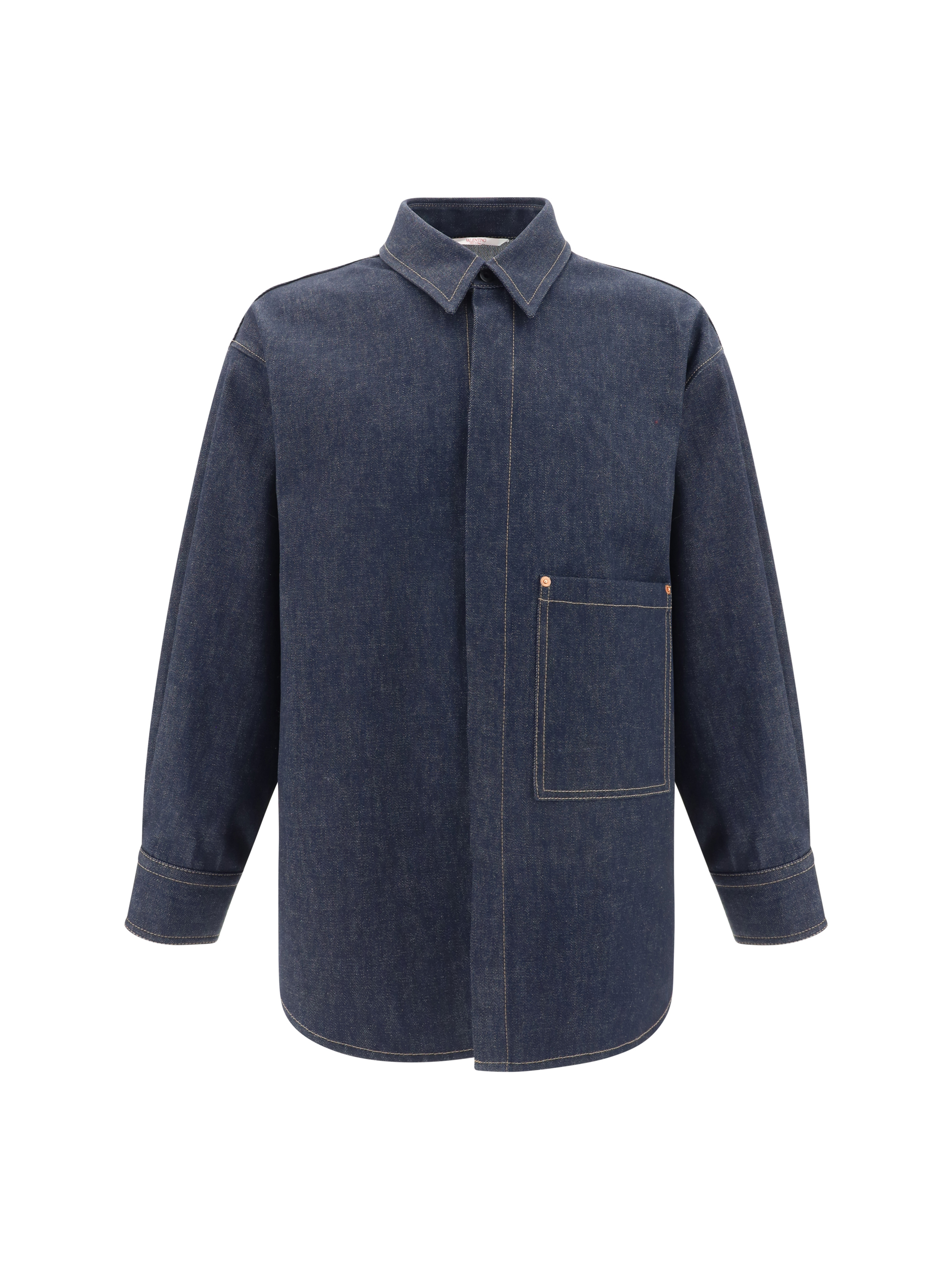 Valentino Pap Shirt In Denim Scuro