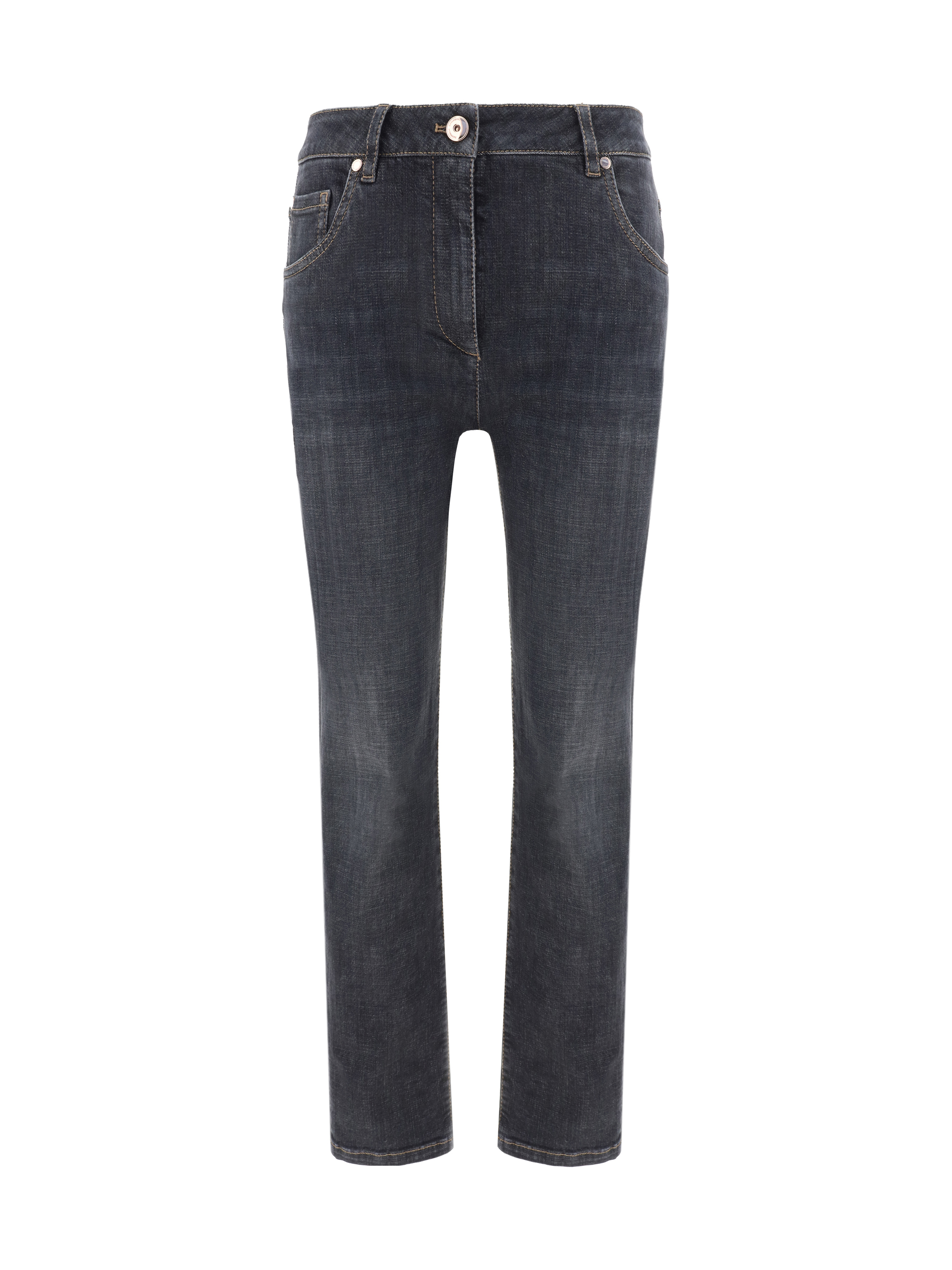 Shop Brunello Cucinelli Denim Pants In Dark Black Denim