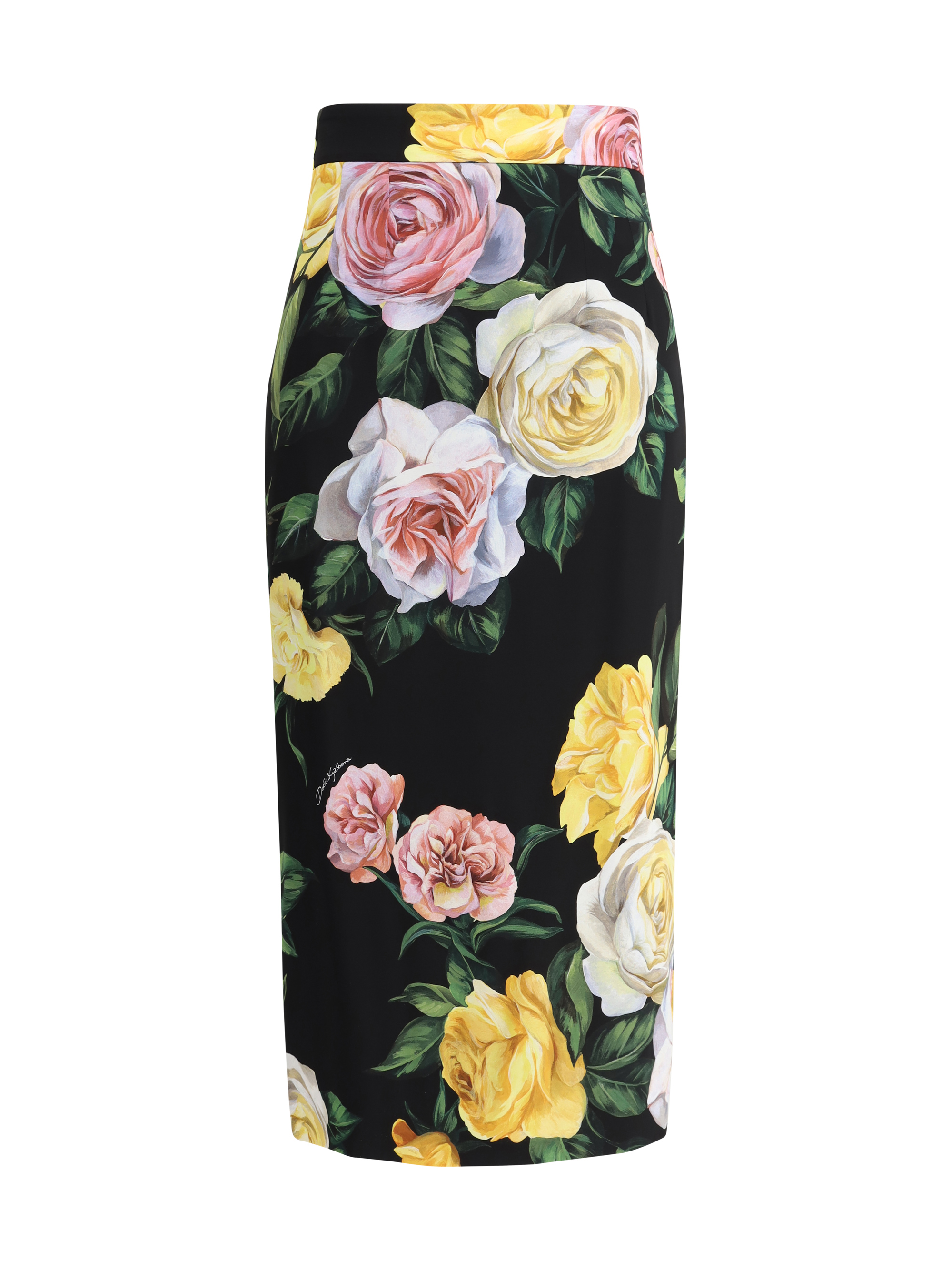 Shop Dolce & Gabbana Rose And Peony Pattern Skirt In Peonie/rose F.nero