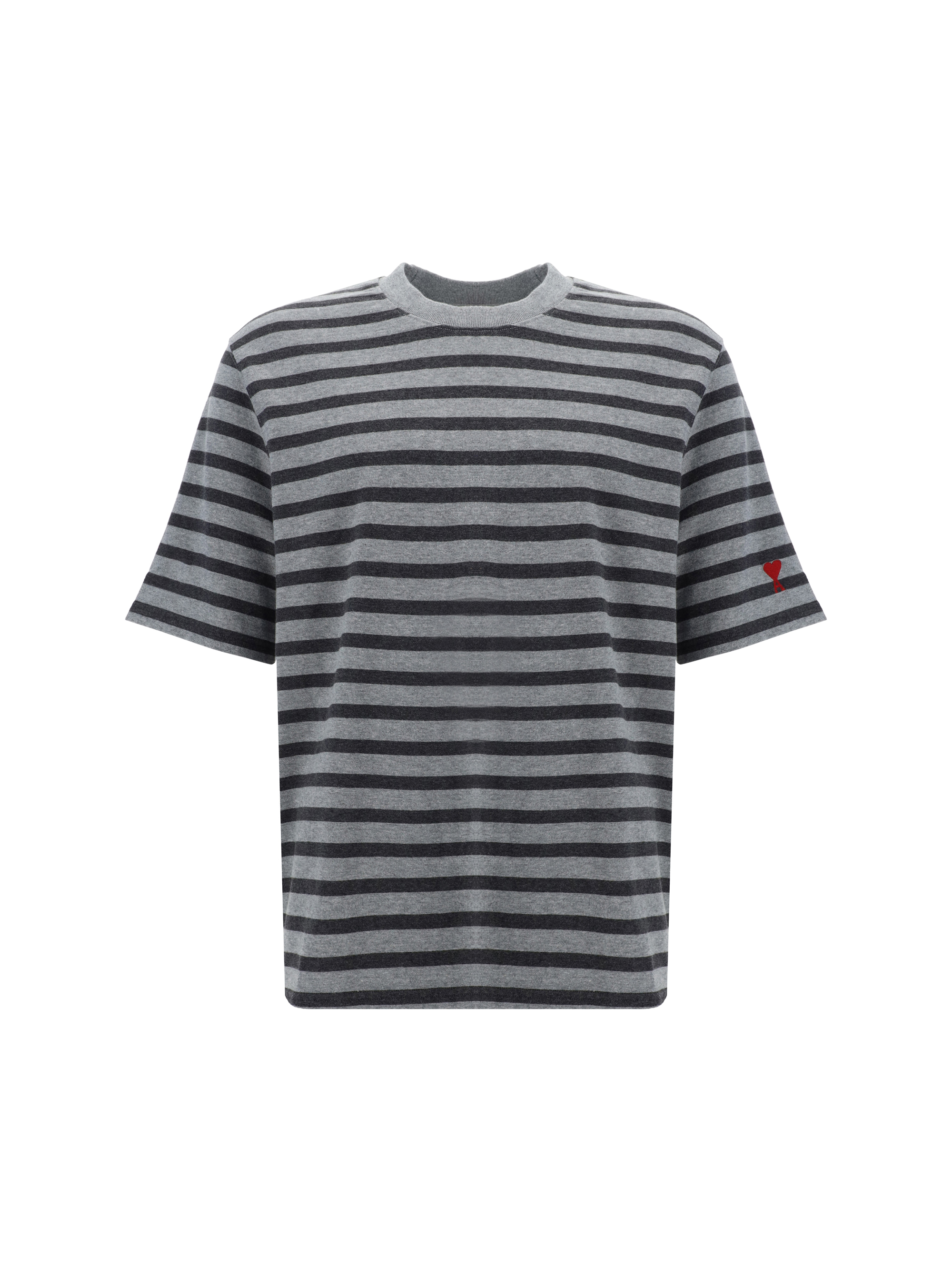 Shop Ami Alexandre Mattiussi T-shirt In Light Grey/dark Grey