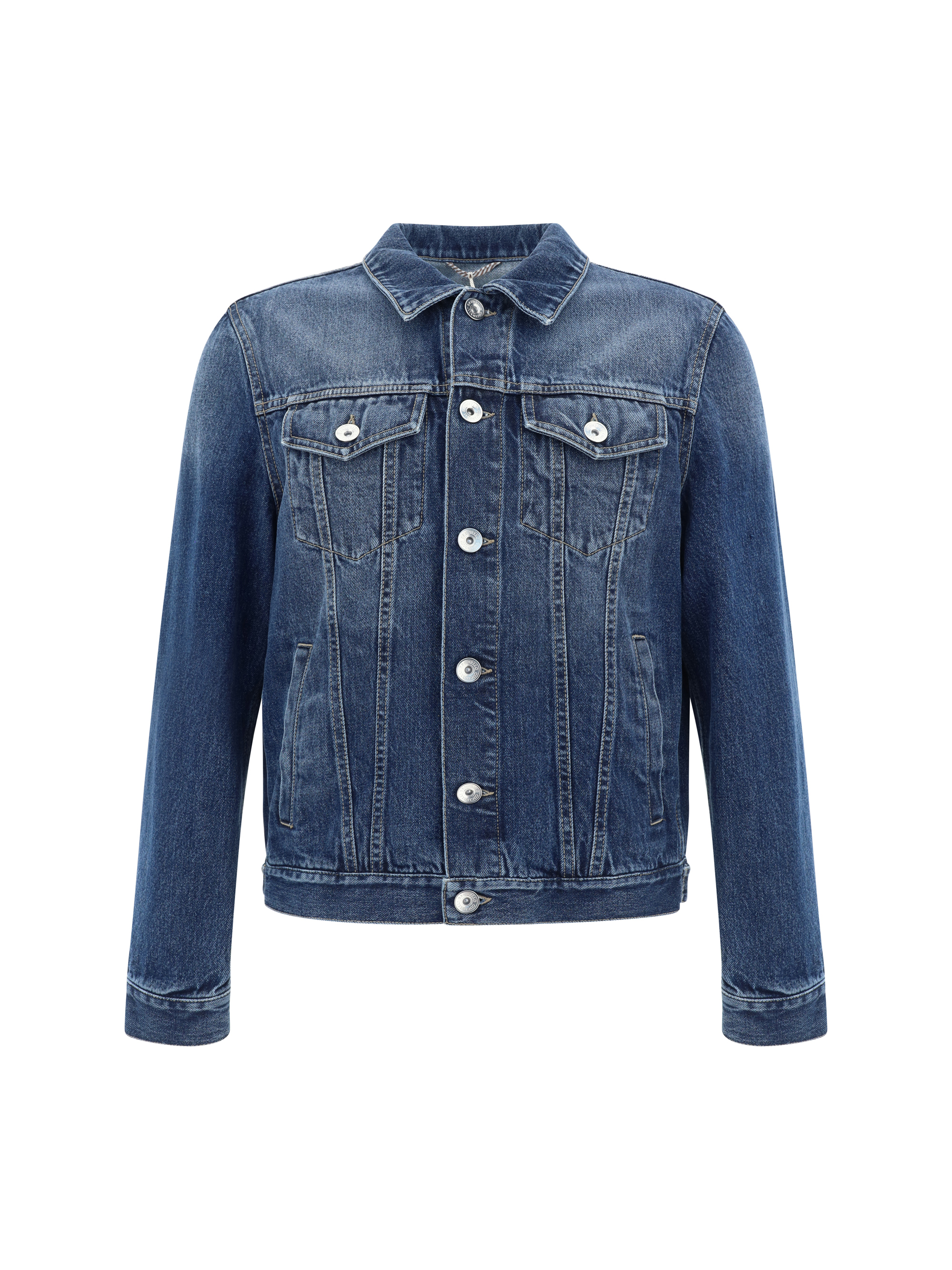 Shop Brunello Cucinelli Denim Jacket In Medio Vintage