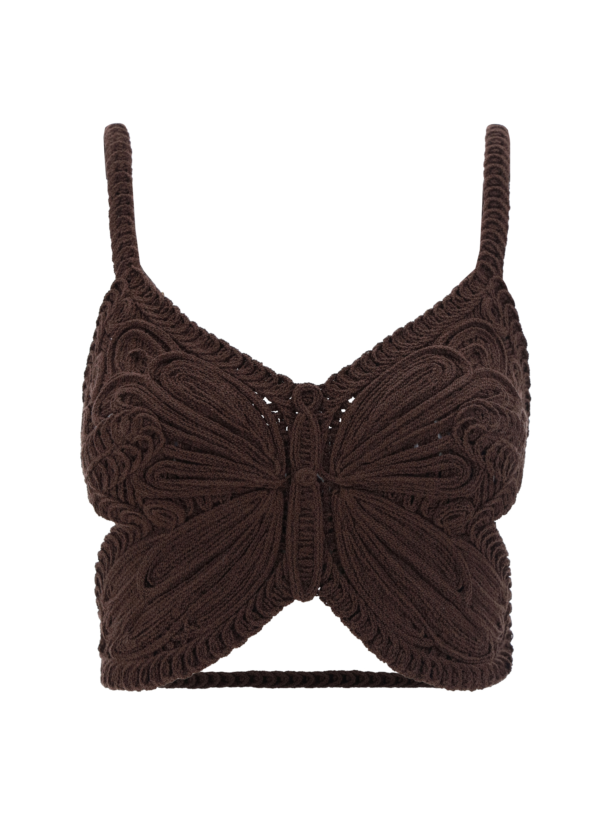 Shop Blumarine Butterfly Top In Chocolate Brown