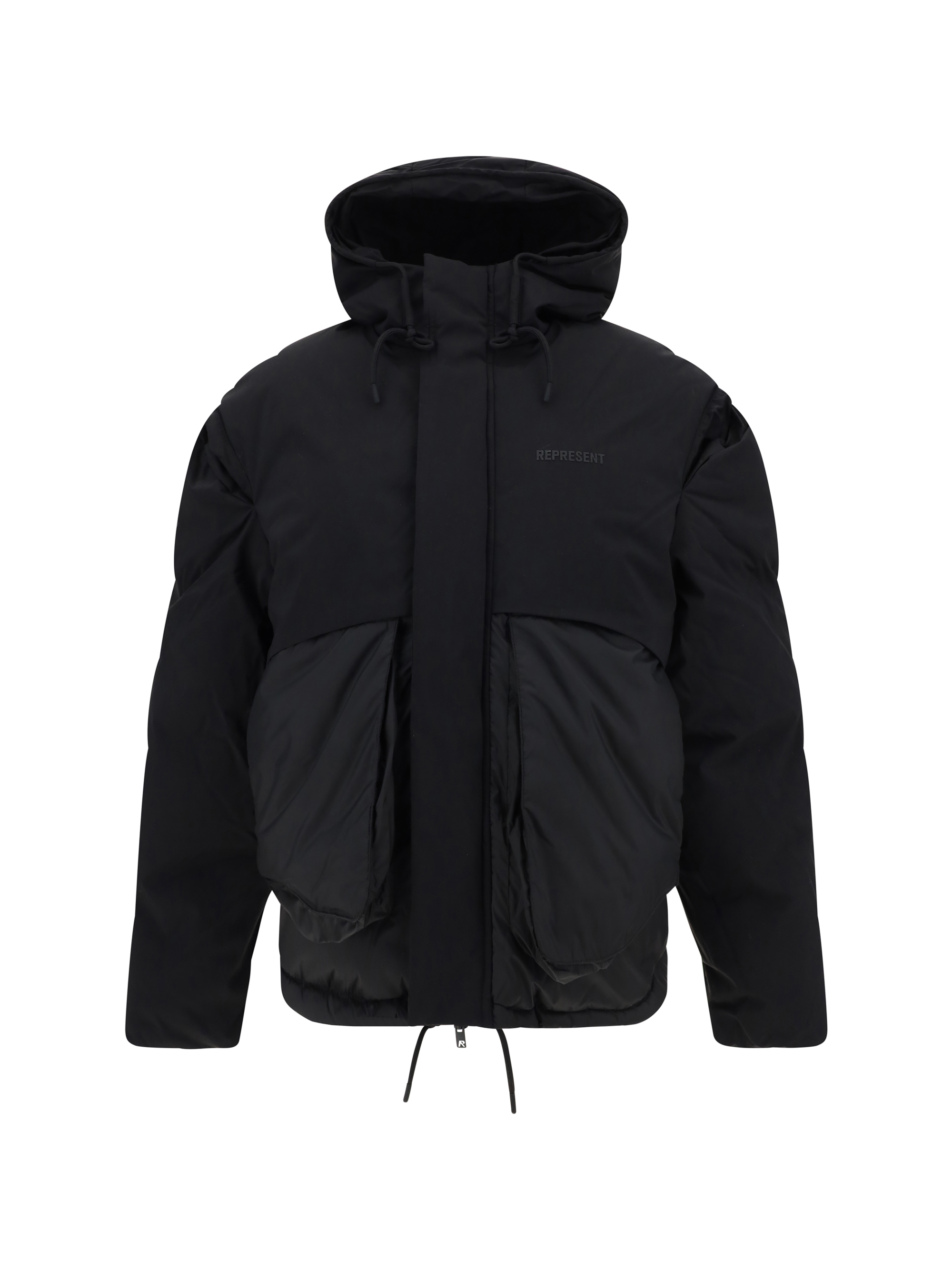 Shop Represent Down Jacket In Jet Black