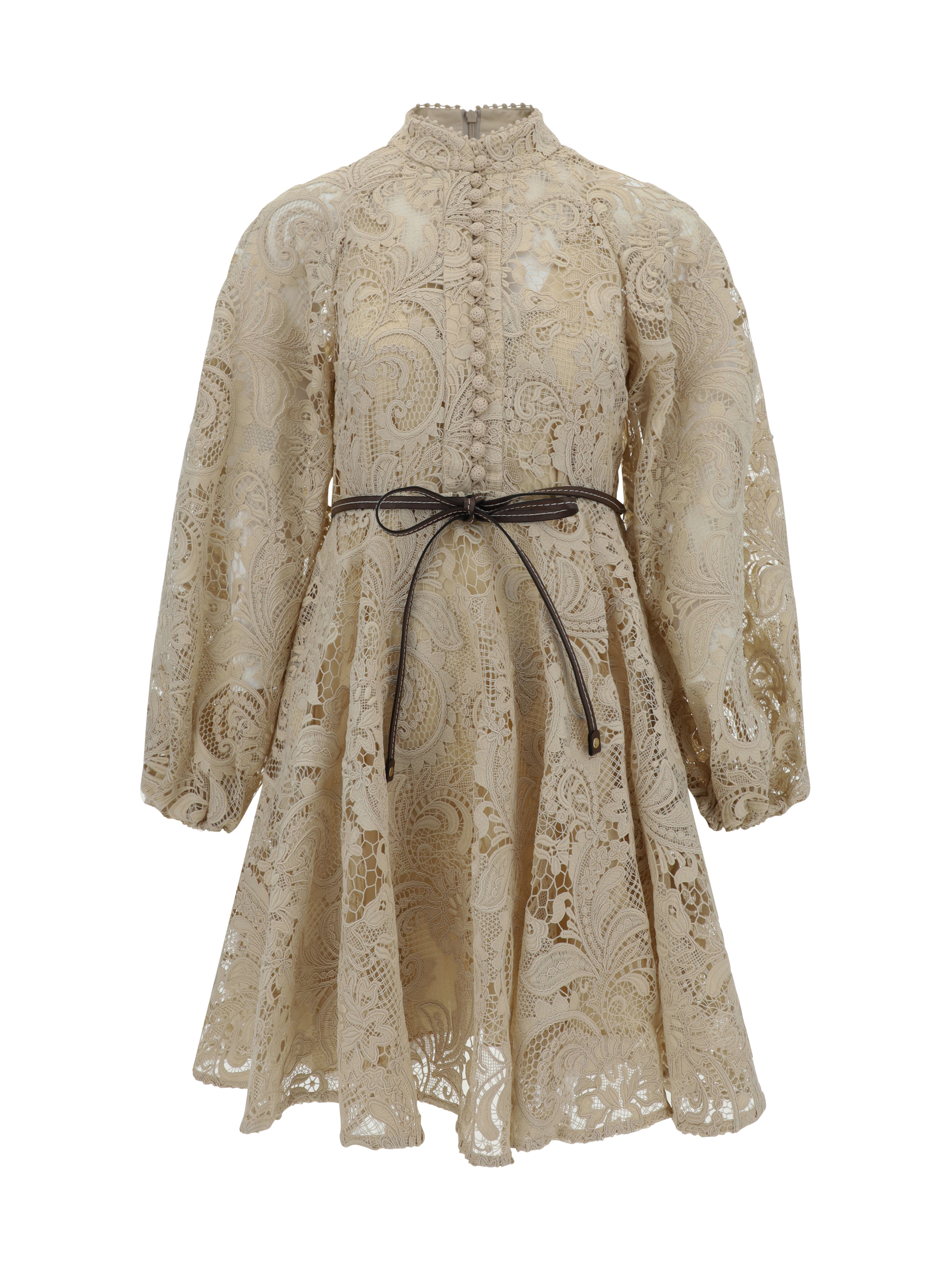 Shop Zimmermann Waverly Lace Dress In Taupe