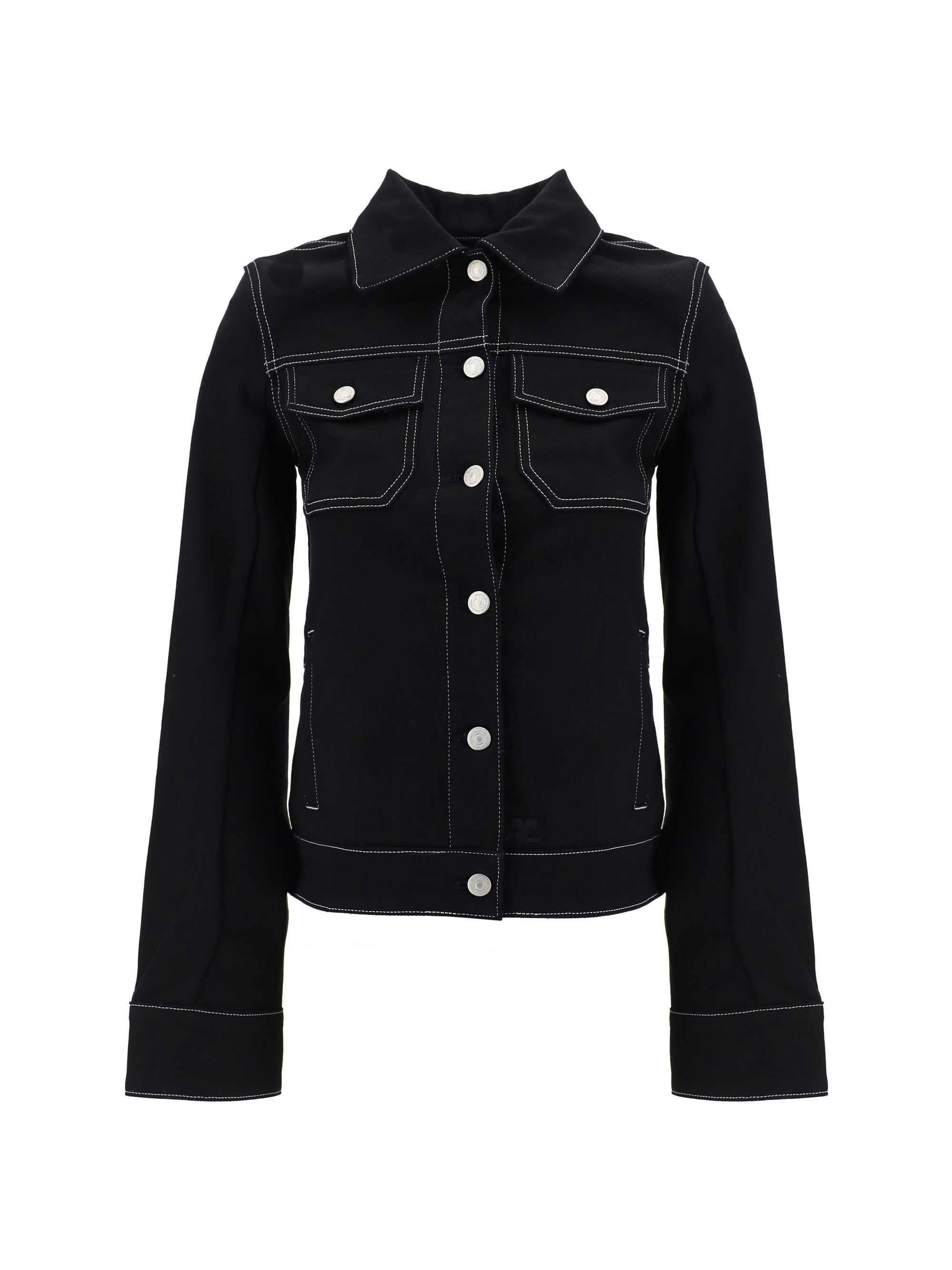 Shop Courrèges Denim Jacket In Black/white