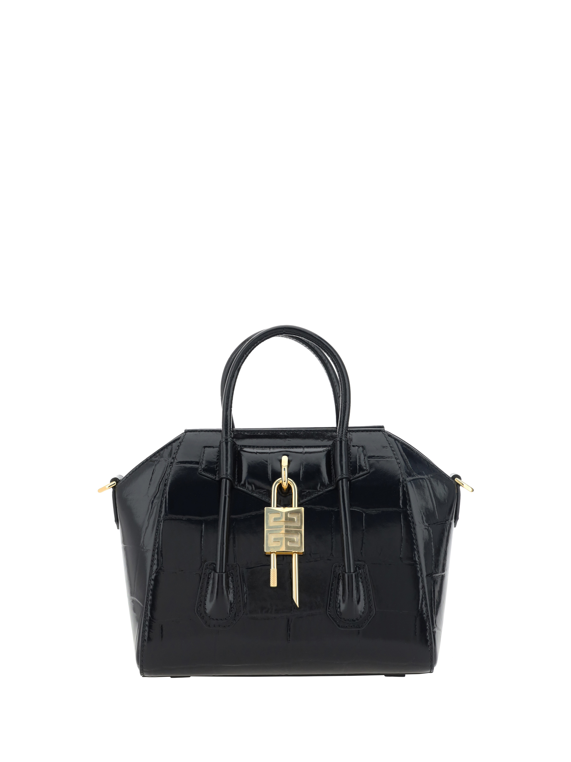 Shop Givenchy Antigona Lock Mini Handbag In Black