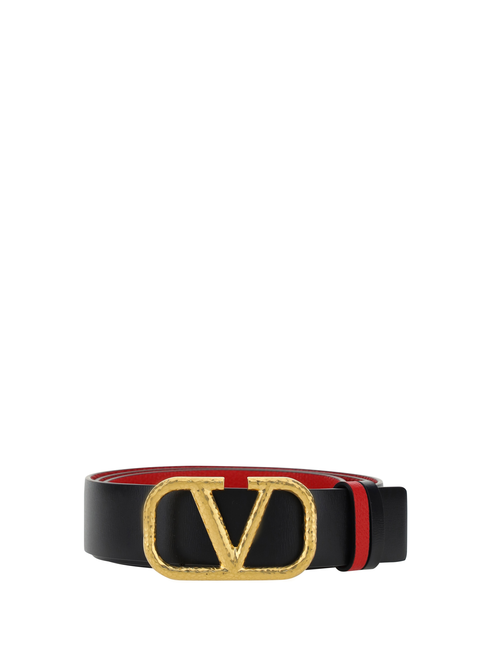 Shop Valentino Garavani Reversible Vlogo Belt In Nero/rouge Pur