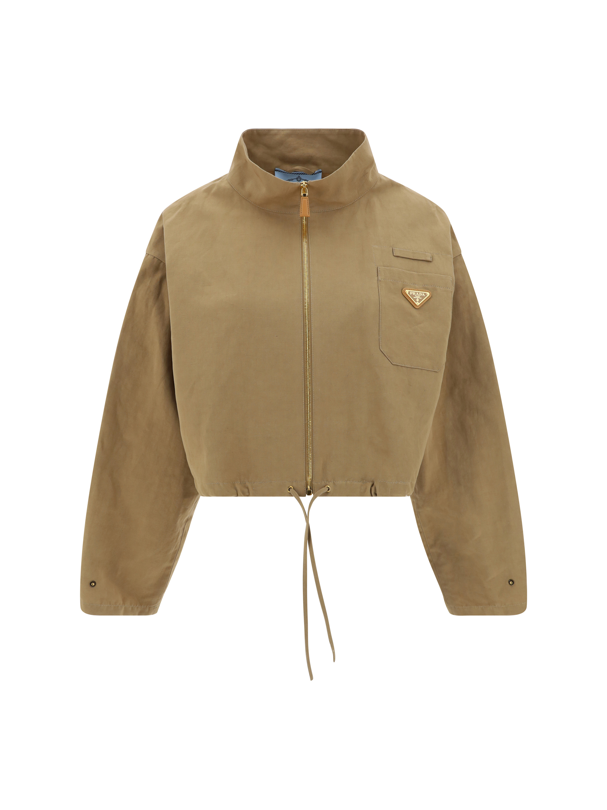 Prada Cappuccino Cotton Blend Jacket In Nocciola