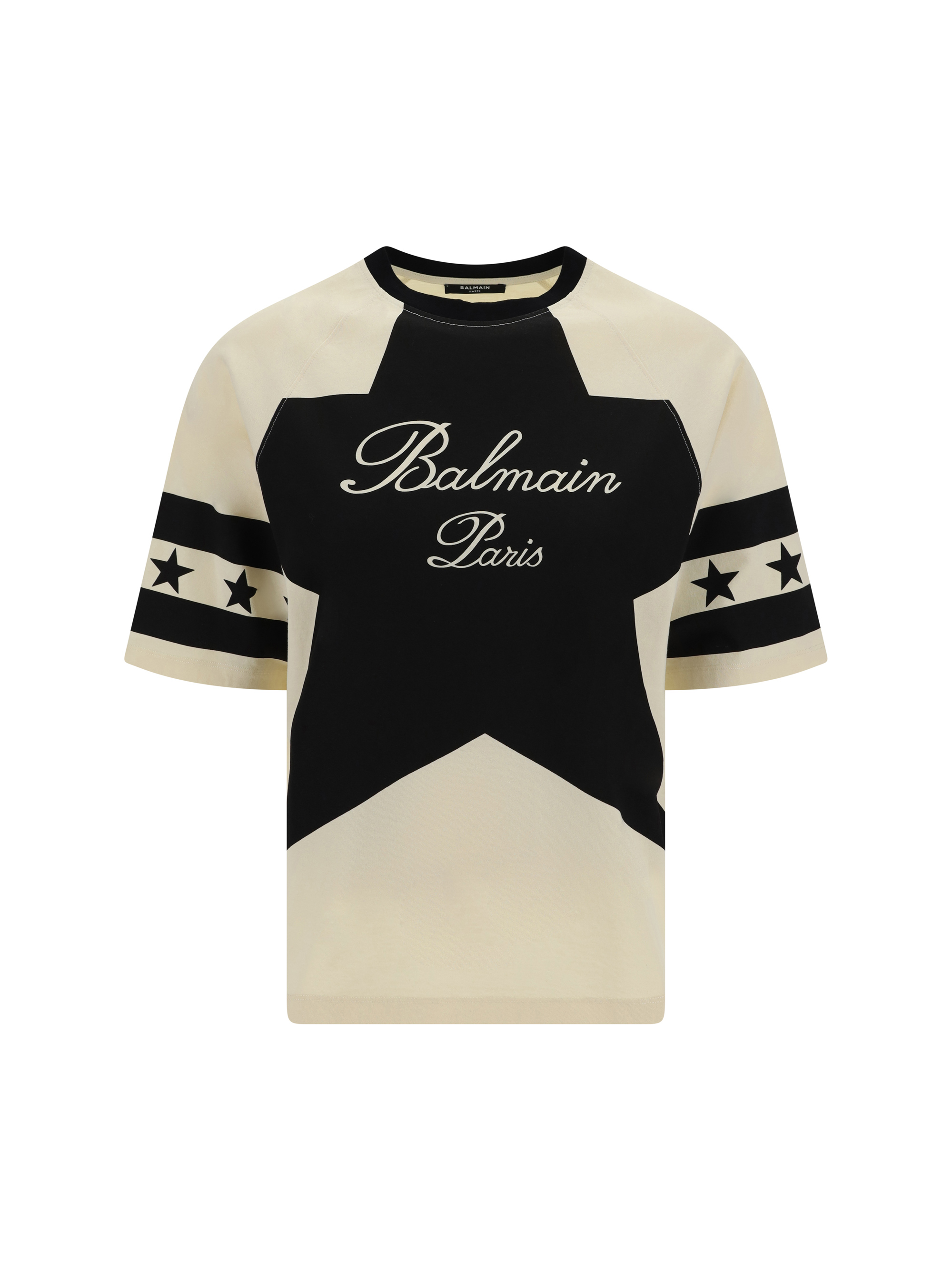 Balmain Stars Logo-print Cotton T-shirt In Beige