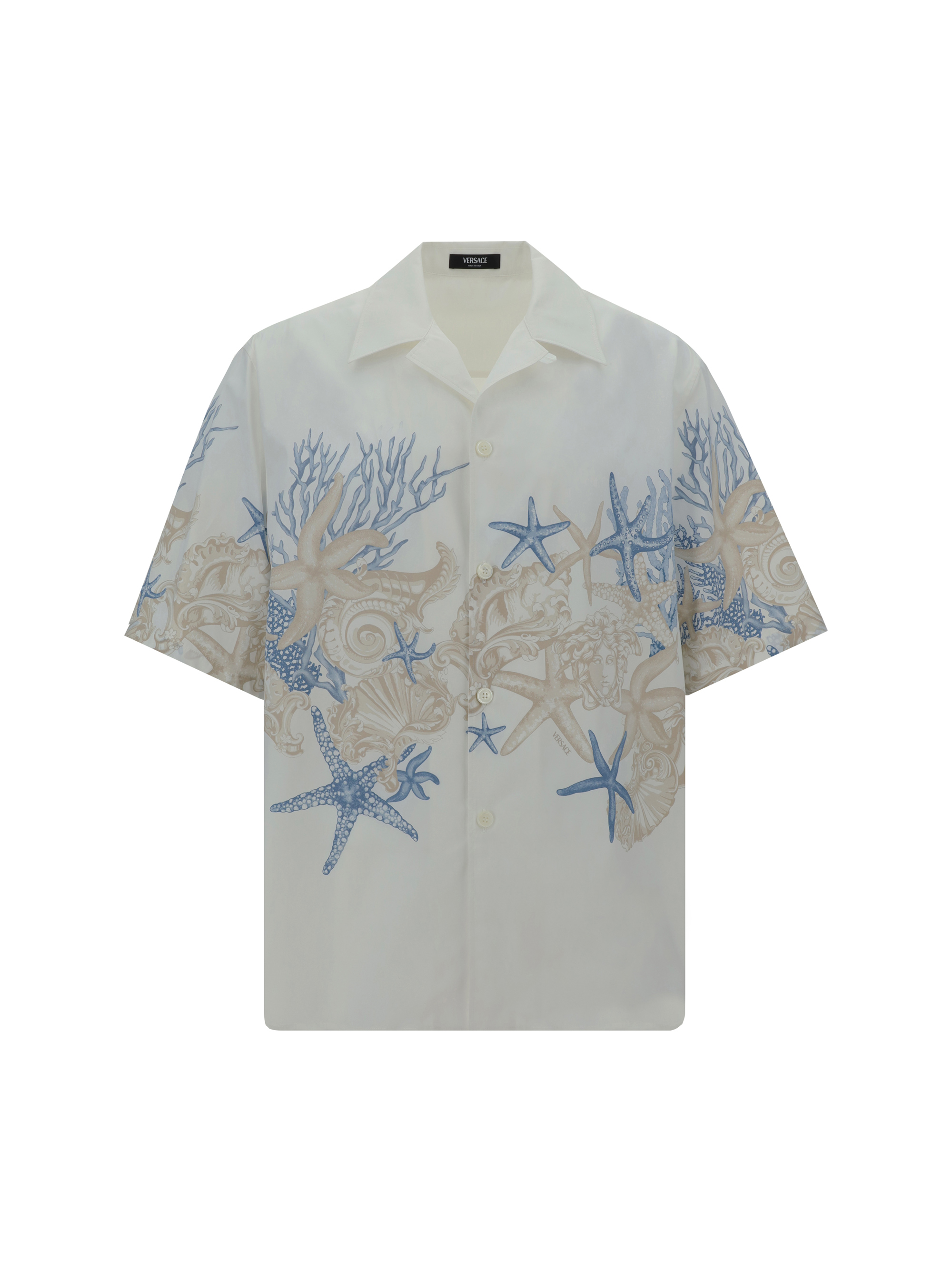 Shop Versace Informal Shirt In White+dusty Blue+bone