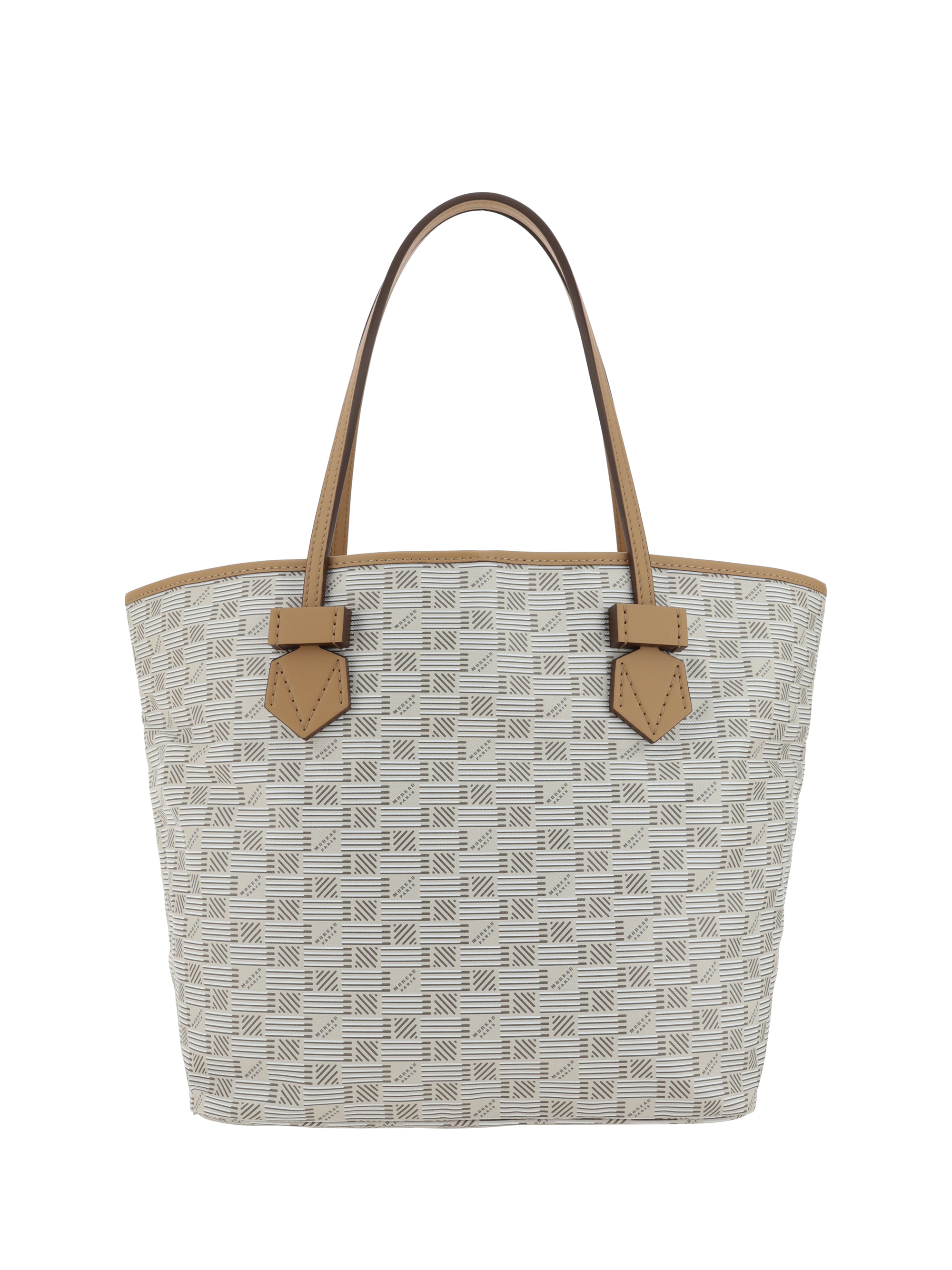 Shop Moreau Saint Tropez Tote Medium Shoulder Bag In Champ. Cappuccino  / Natural