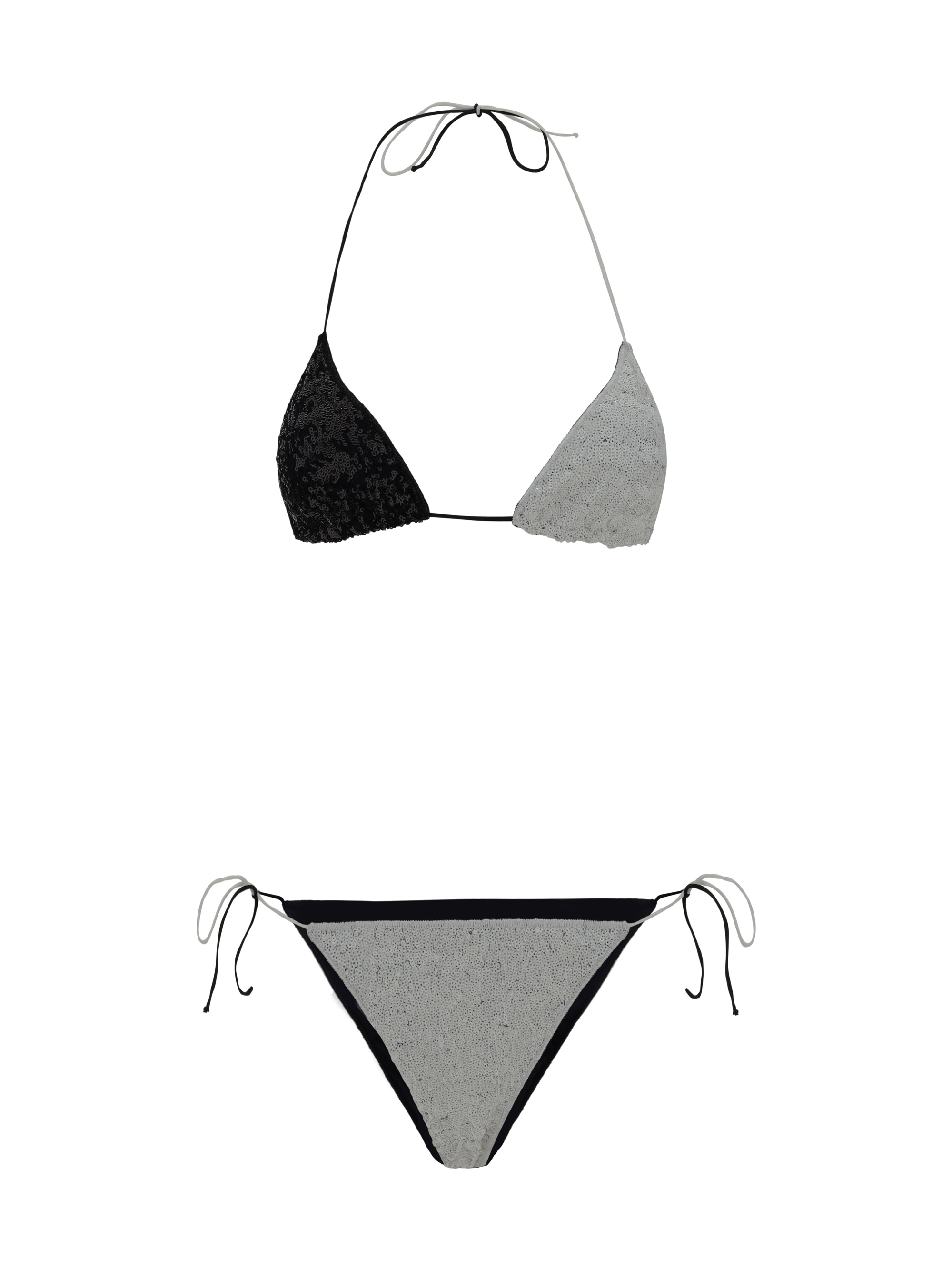 Shop Oseree Paillettes Swimsuit In Black/white