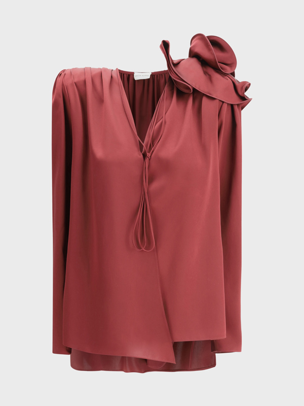 Silk blouse with rose detail