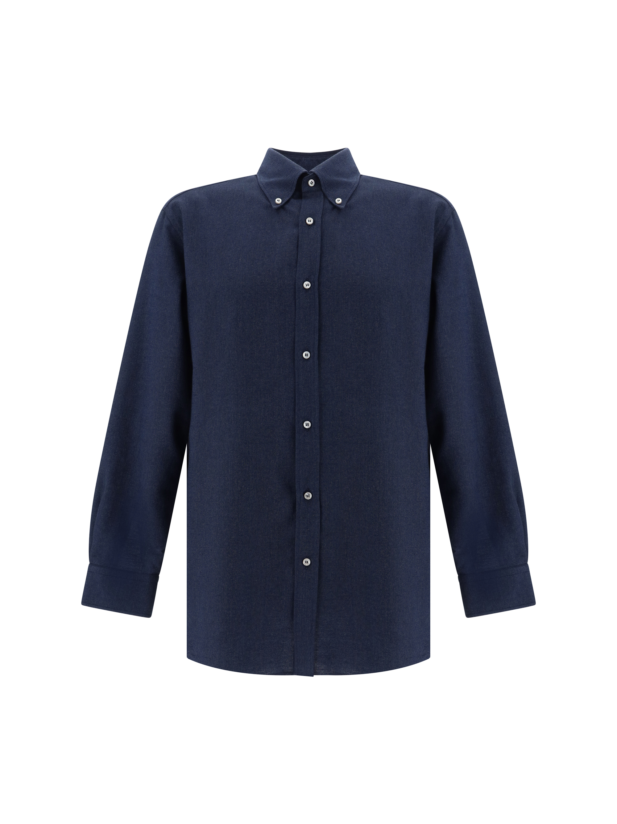 Loro Piana Men's Agui Cashmere-cotton Denim Sport Shirt In Somber Blue