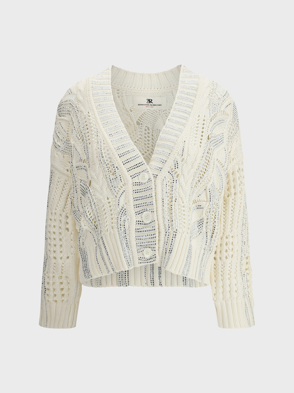 Cardigan in cotone con strass