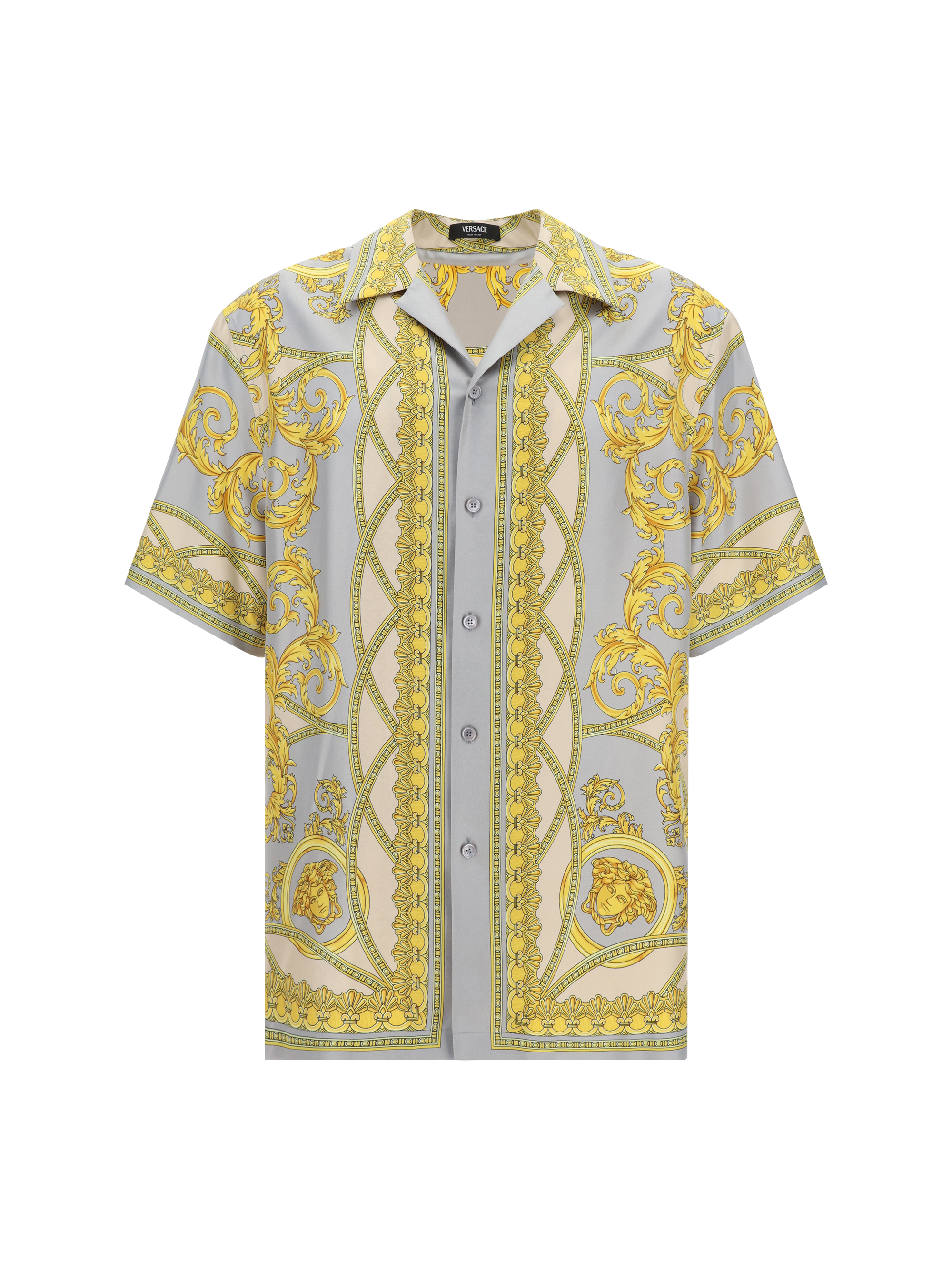 Shop Versace Informal Shirt In Concrete+mid Bone+gold