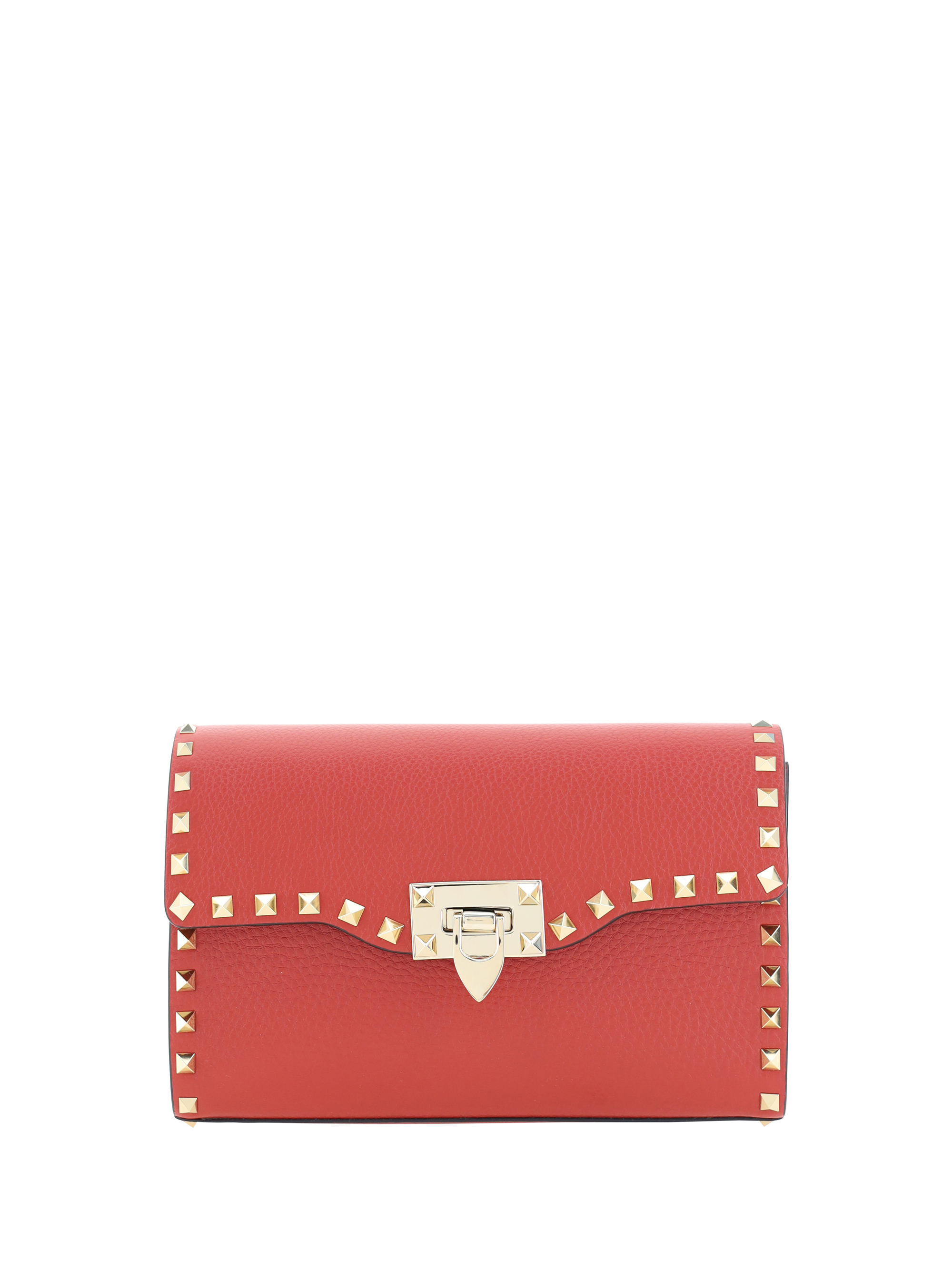 Shop Valentino Small Rockstud Shoulder Bag In Rosso V