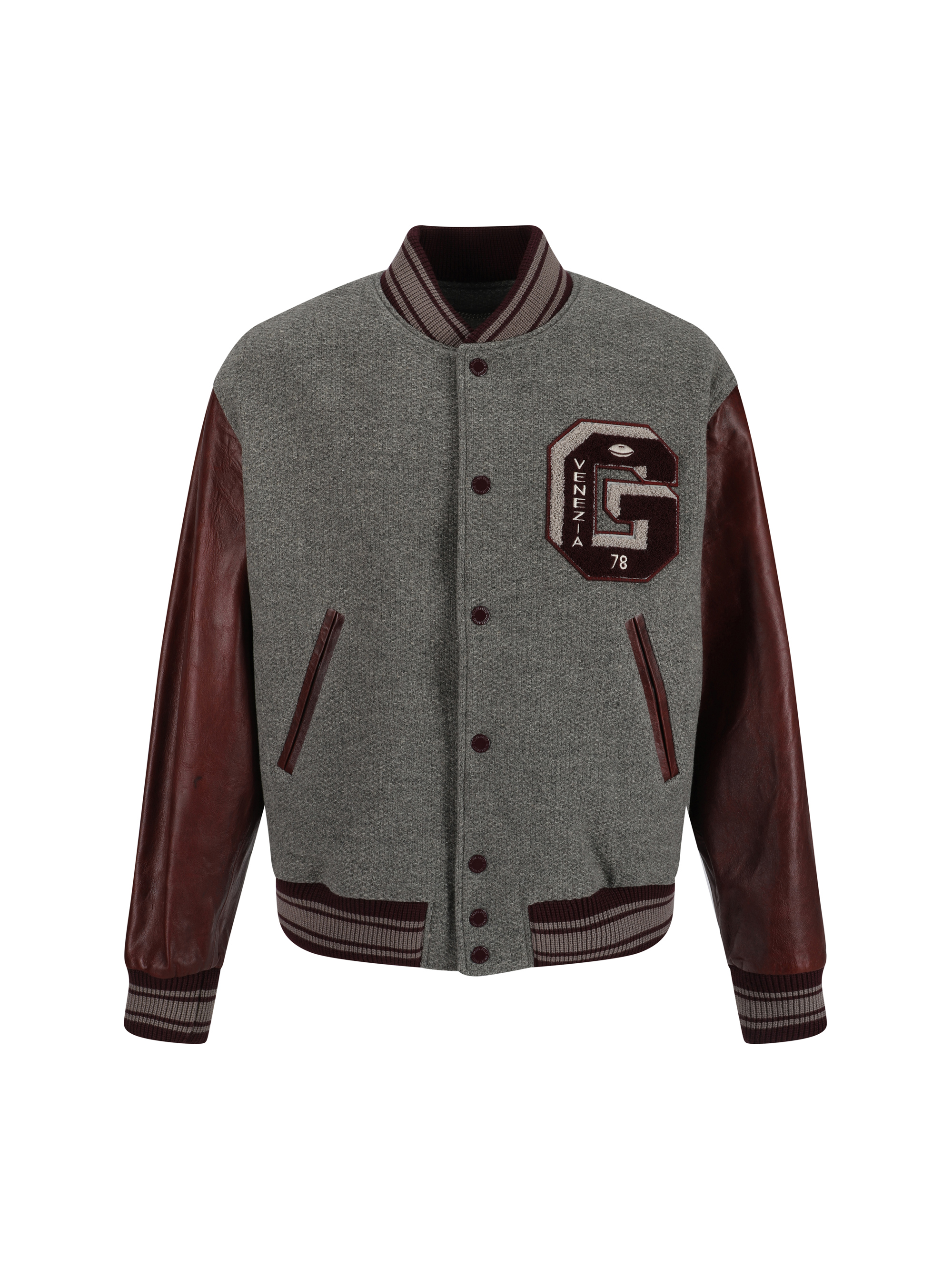 Shop Golden Goose Journey M S Bomber Jacket In Melange Grey/ Vineyard Wine