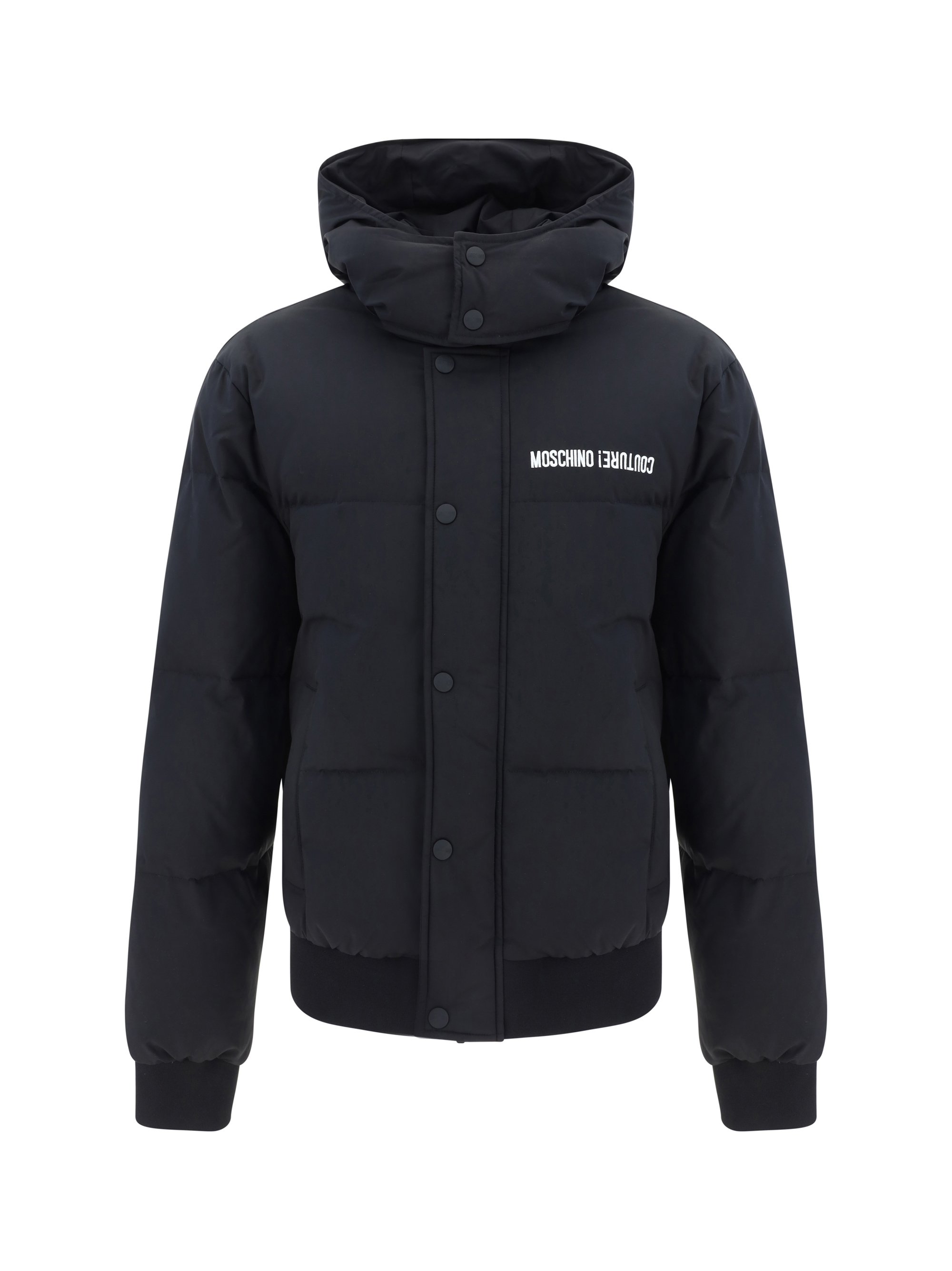 Shop Moschino Down Jacket In Multi/black