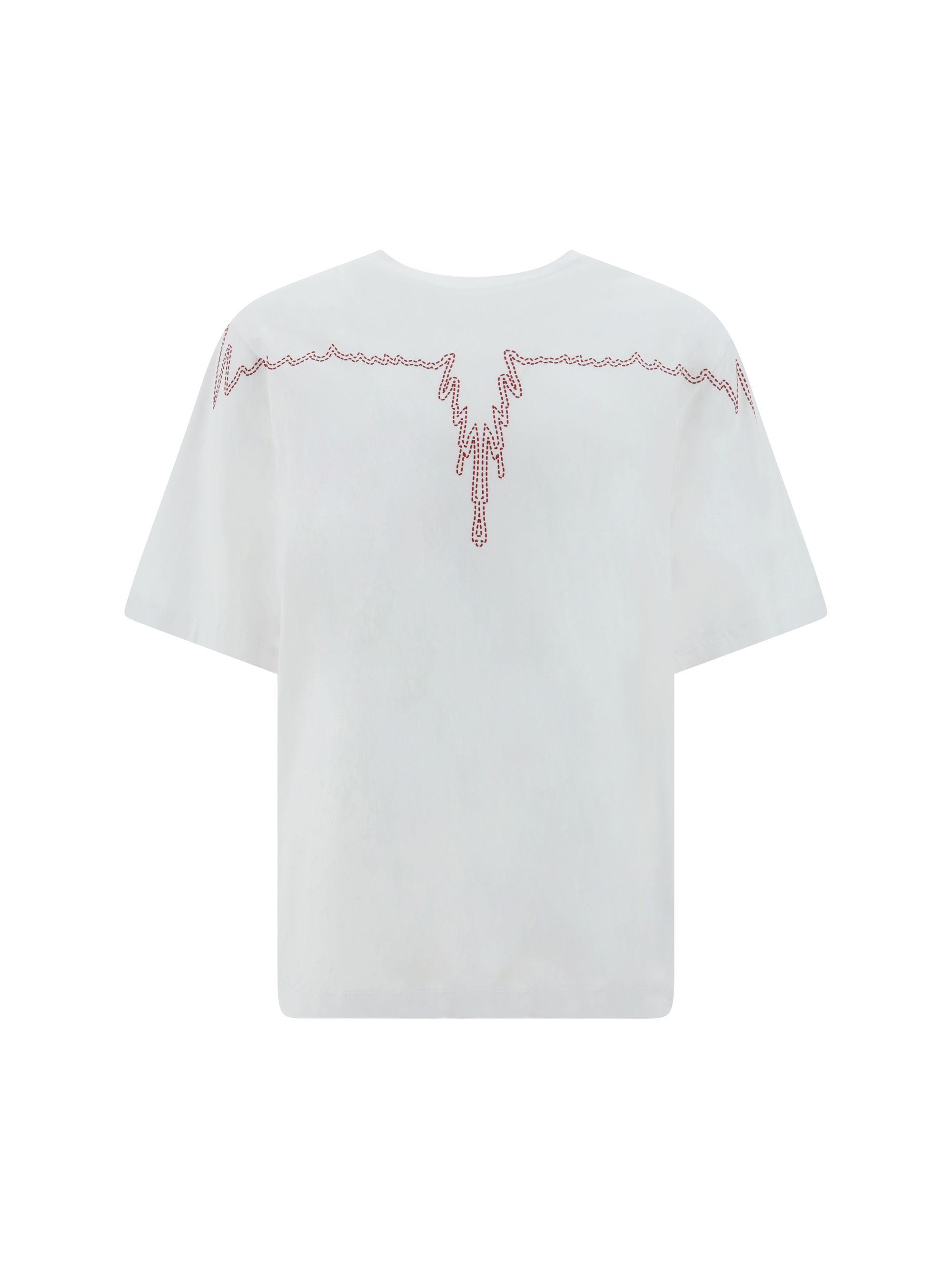 Marcelo Burlon County Of Milan Stitch Wings T-shirt In White Brick Red